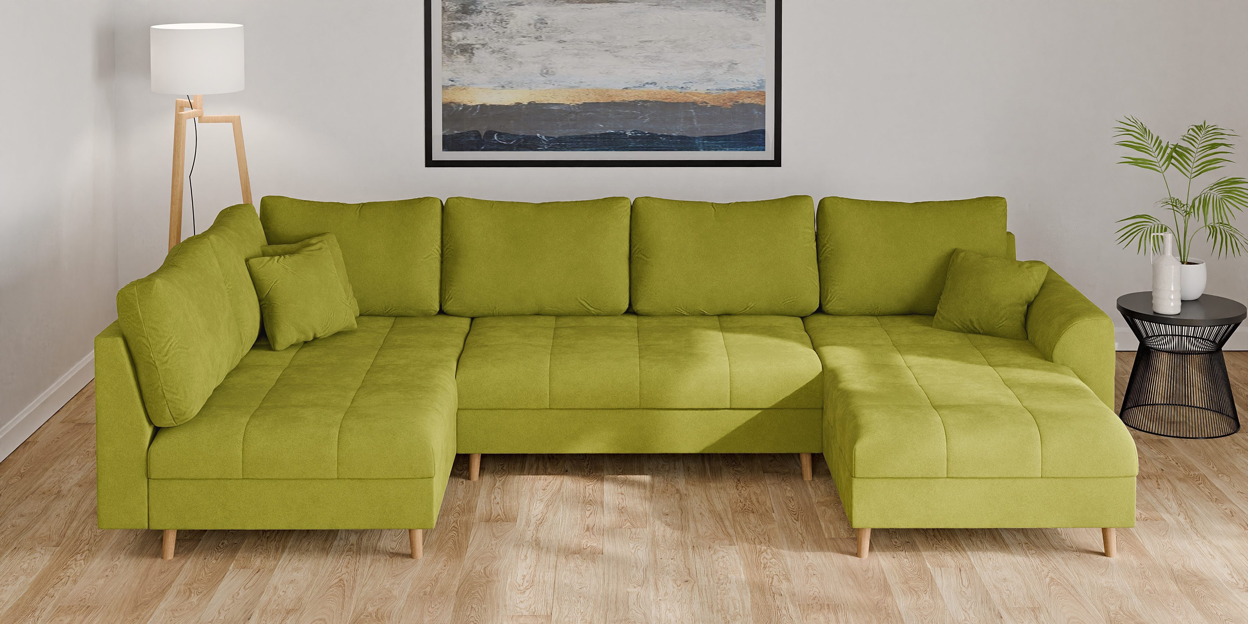 Home affaire Wohnlandschaft CHARRE U-Form mit Ottomane, Maße B/T/H: 310/161/81 cm, feine Steppung, lose Rücken- und Zierkissen, auch in Cord und Bouclé