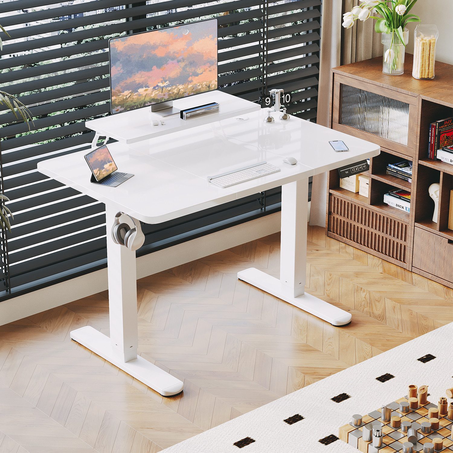 HOMALL Schreibtisch Höhenverstellbarer Schreibtisch mit Monitorständer 120/ günstig online kaufen