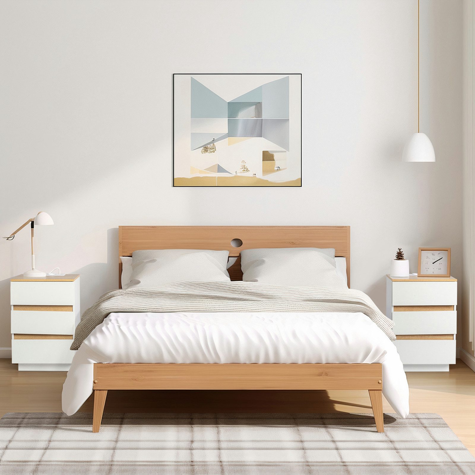 VINGLI Nachttisch Weiß, Beistelltisch mit 2/3 Schubladen, 38 x 32 x 40/56 c günstig online kaufen