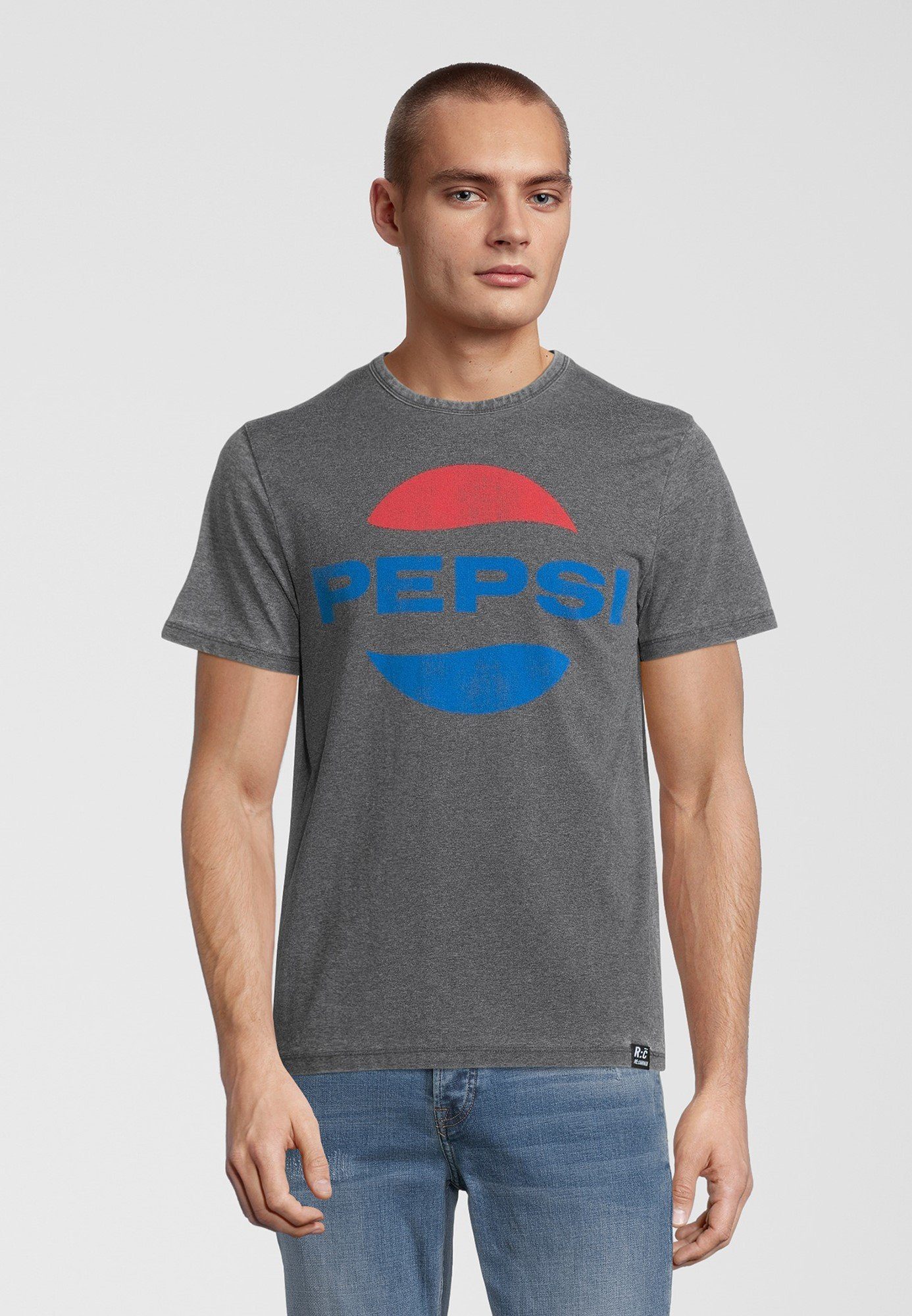 Recovered GOTS T-Shirt Pepsi Classic Charcoal Bio-Baumwolle zertifizierte Oval Logo