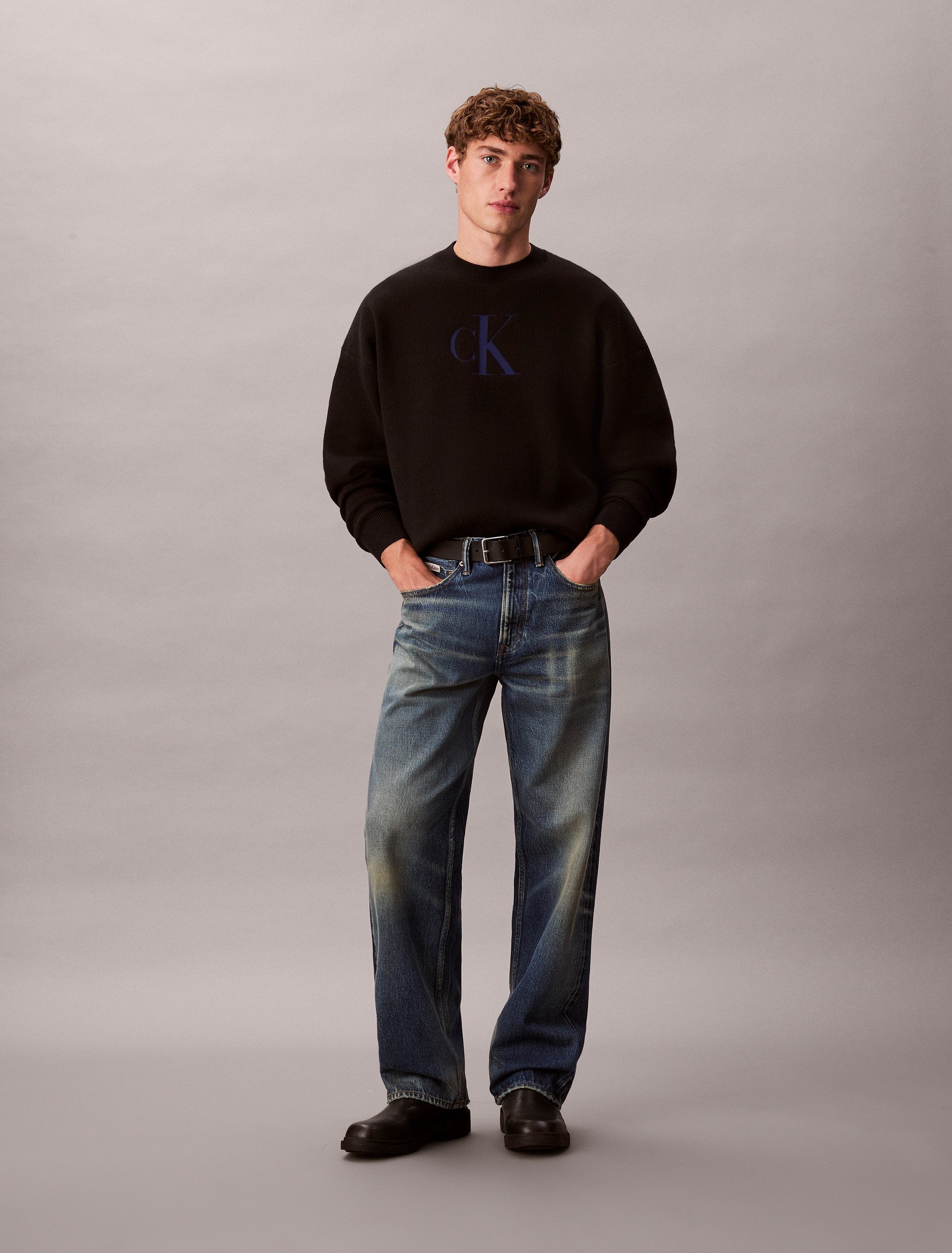 Calvin Klein Jeans Rundhalspullover LS CTTN CASHMERE 3D LOGO CRWNK S Mit Rundhalsausschnitt, regular fit