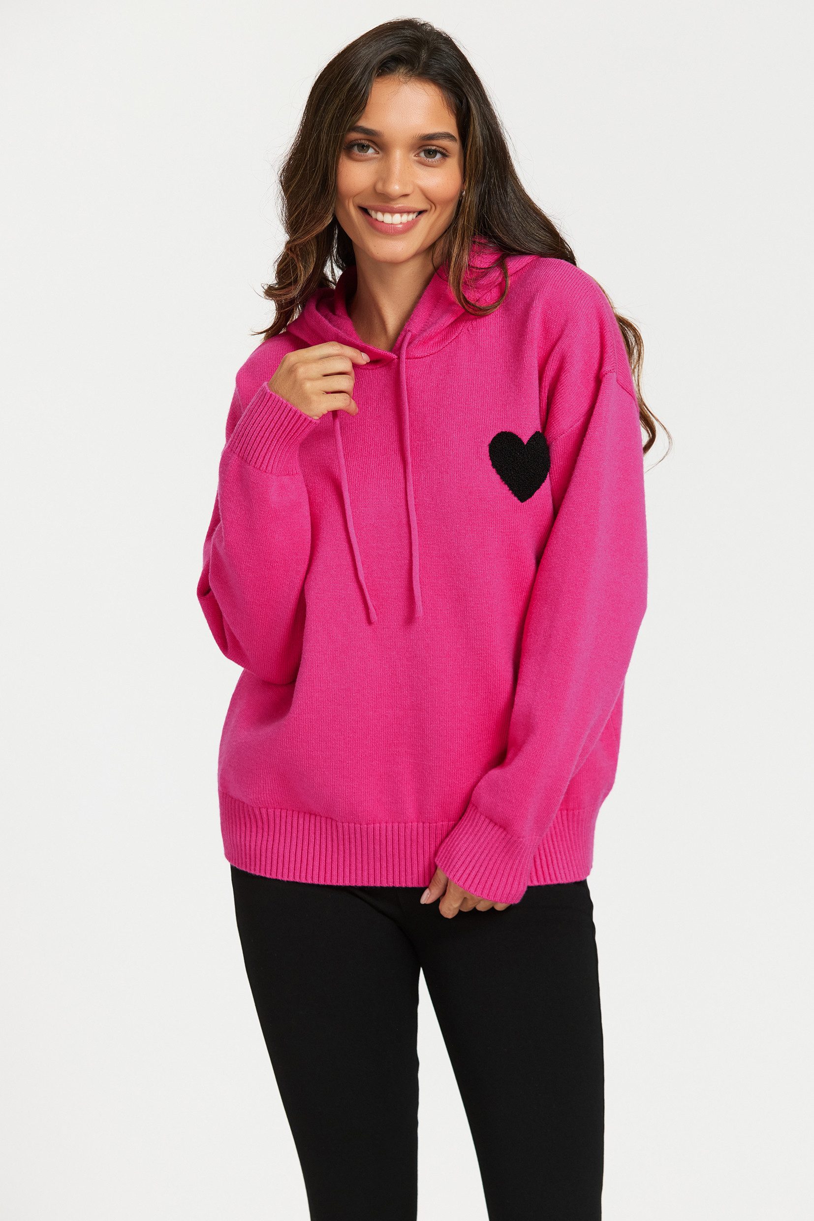 FS Collection Strickpullover Damen Strick-Hoodie Gestrickter Kapuzenpullove günstig online kaufen