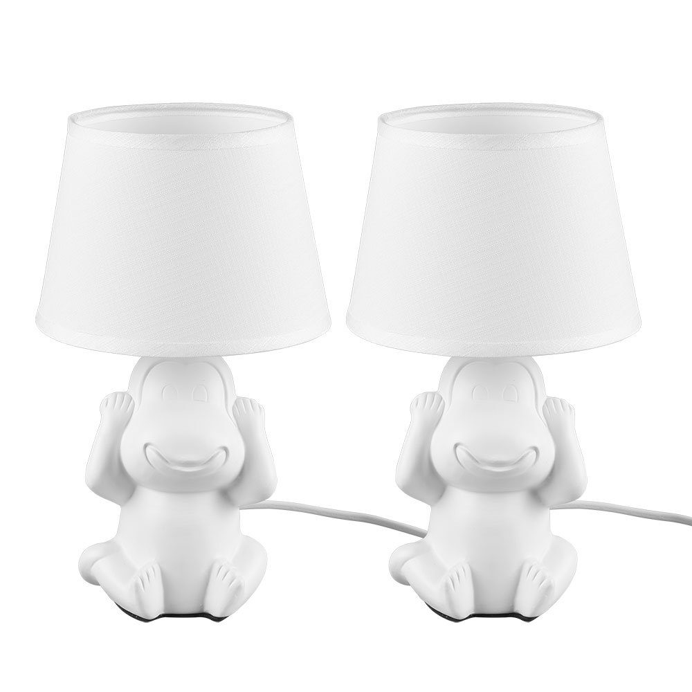 etc-shop Tischleuchte, inklusive, Beistellleuchte nicht Tischlampe Keramik 2x Leuchtmittel Nachttischleuchte Affe