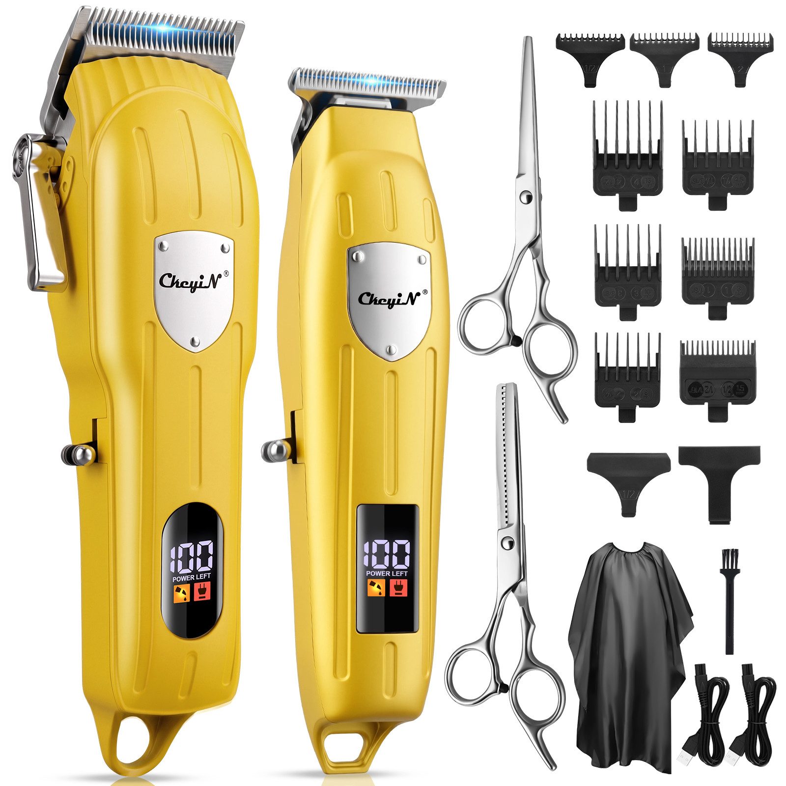 CkeyiN Haarschneider Profi Haarschneidemaschine und Barttrimmer Set kabellos elektrisch, 9 Aufsteckkämme, geräuscharm, 120 Min. Akkulaufzeit Präzisionstrimmer Konturentrimmer