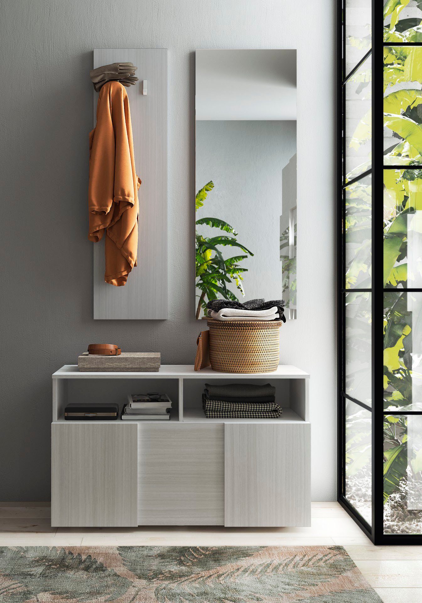 Garderoben-Set Dama 3tlg. Breite 91 cm, Höhe 187 cm, Front in 3D-Optik