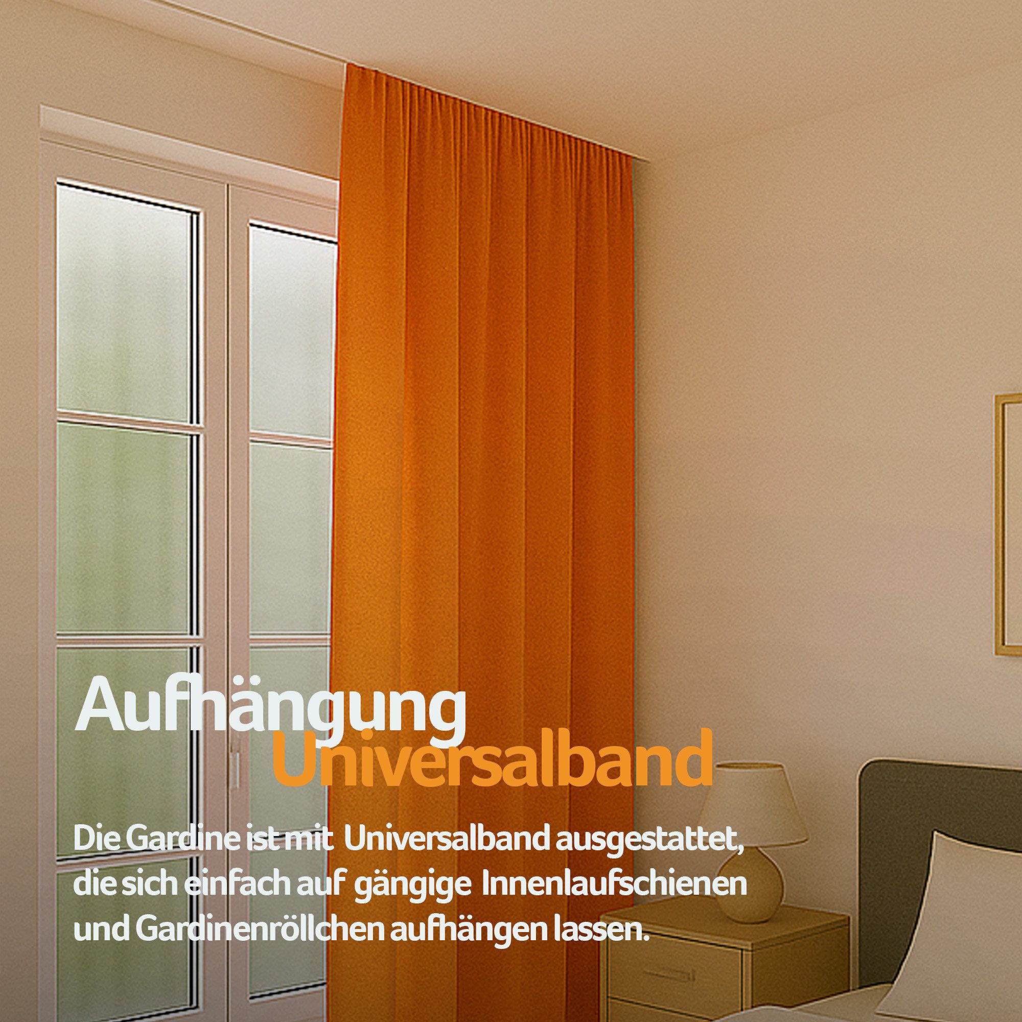 Bestlivings Vorhang "Ellen" mit Universalband (1 St), Kräuselband, blickdicht, Mikrofaser satinähnlich, einfarbig, waschbar bei 30°C, meist bügelfrei
