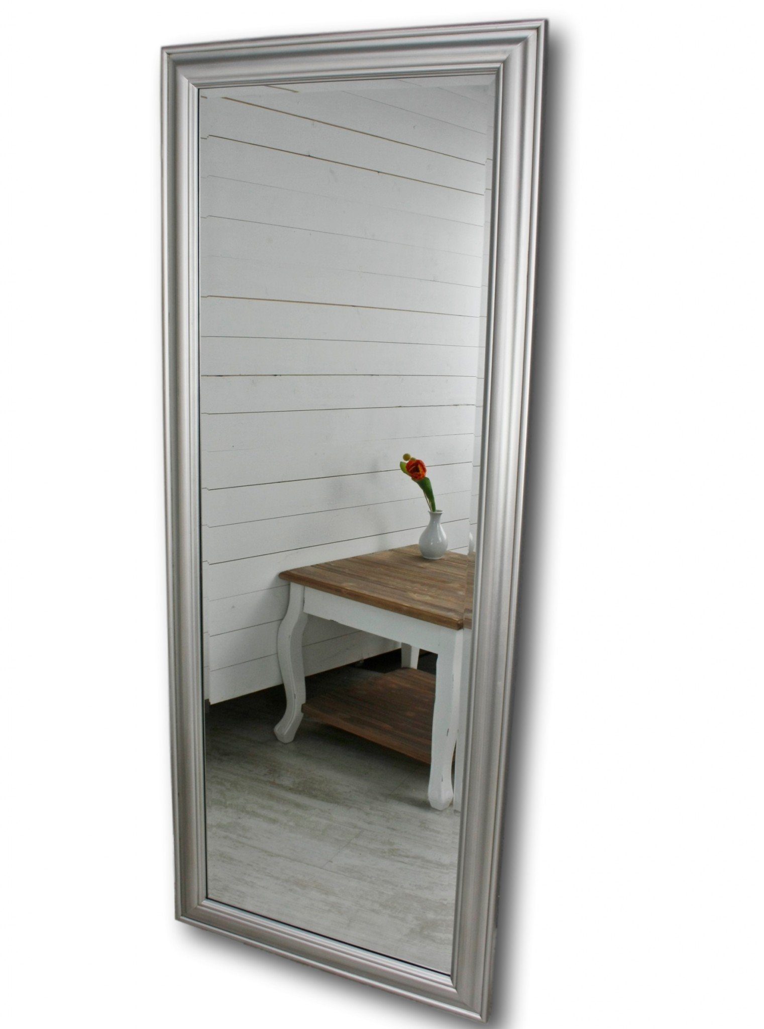 elbmöbel Wandspiegel Spiegel silber schlicht 150cm, Spiegel: Wandspiegel 150x60x7 silber klassischer Landhausstil