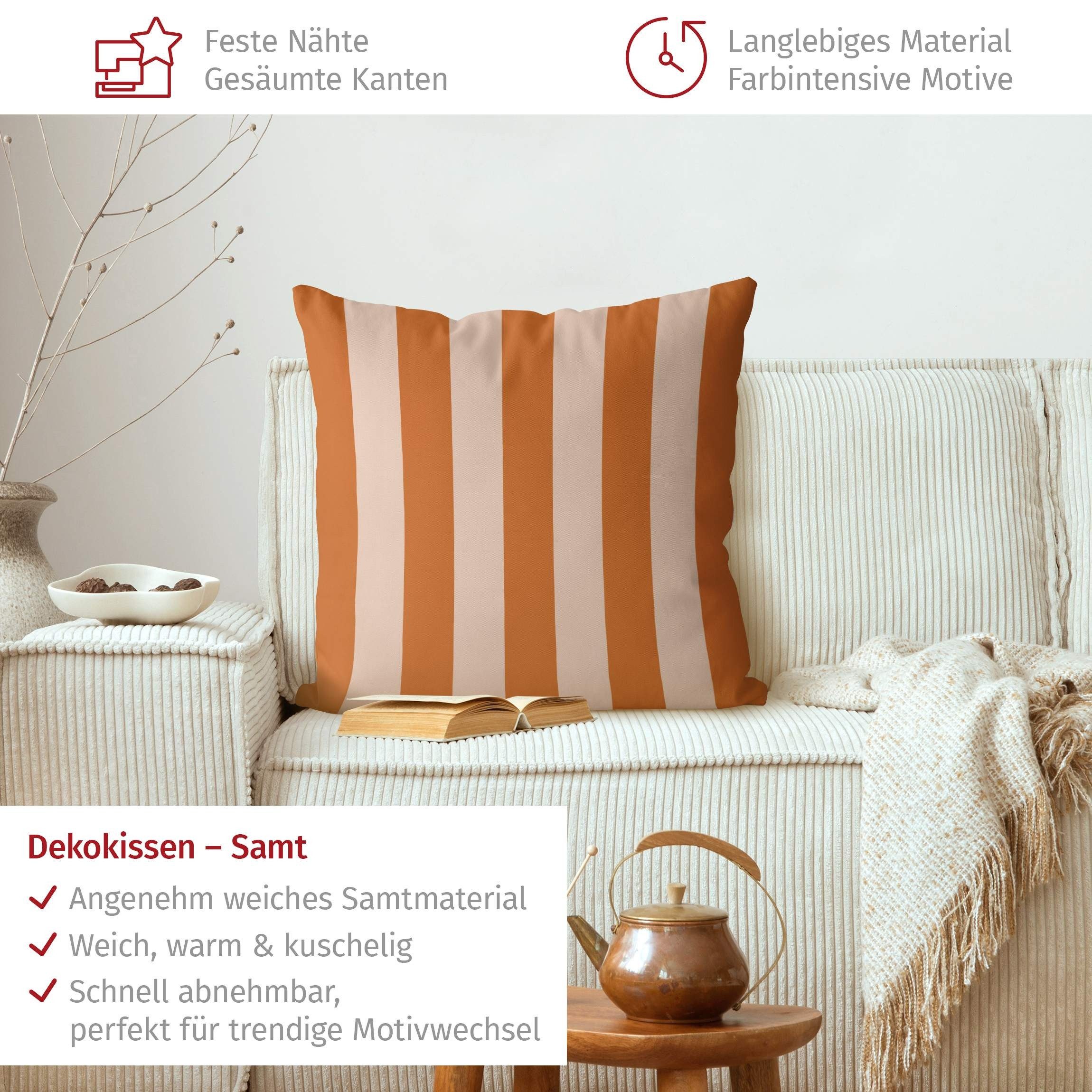 Bilderdepot24 Dekokissen drinnen Kissenhülle/ Sofakissen/ Zierkissen orange Muster, Bezug mit / ohne Füllung Zierkissen Outdoor Sofa Bett