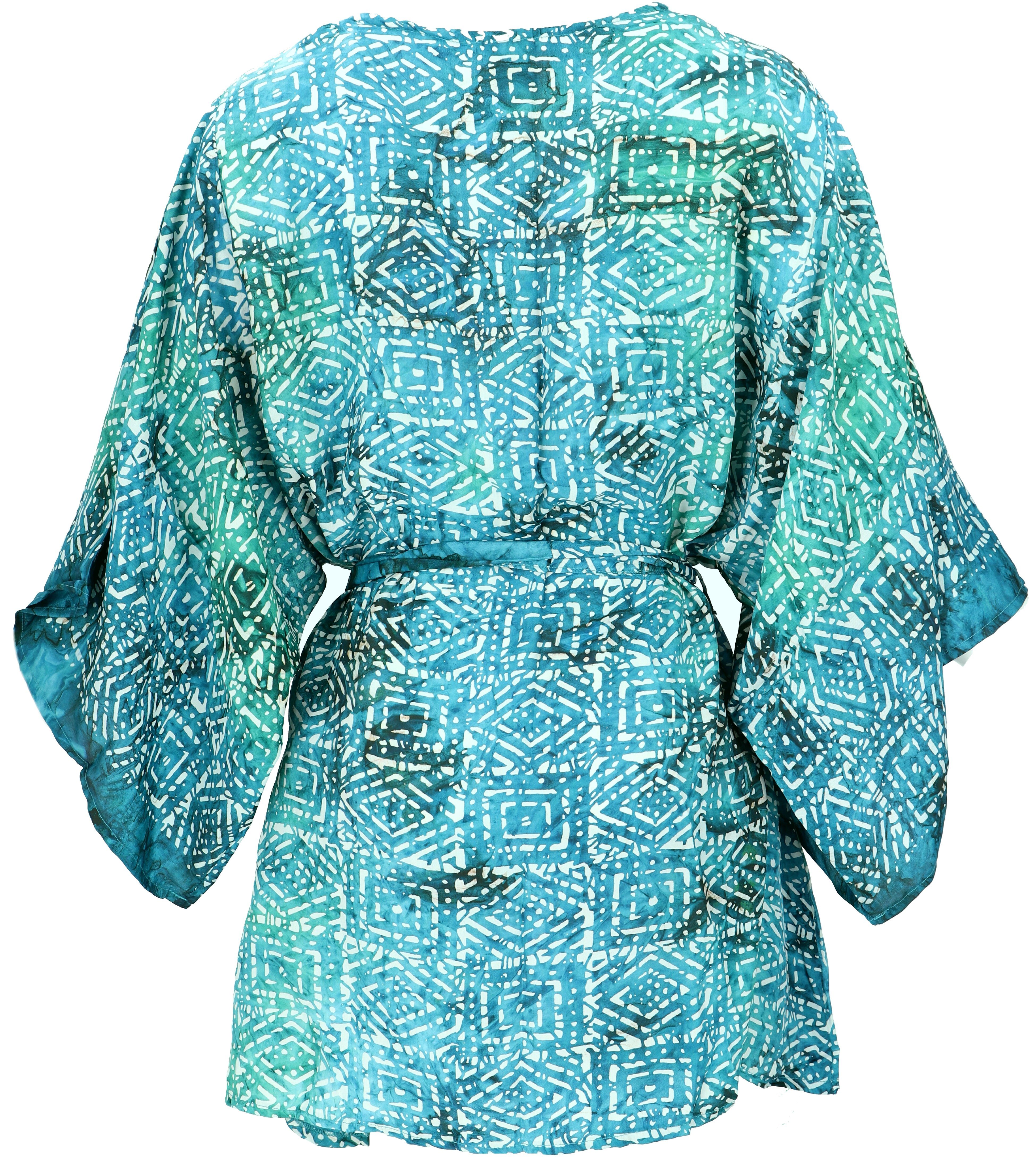 Guru-Shop Kimono Boho Kimonojäckchen, kurzer Kimono,.., petrol Bekleidung alternative
