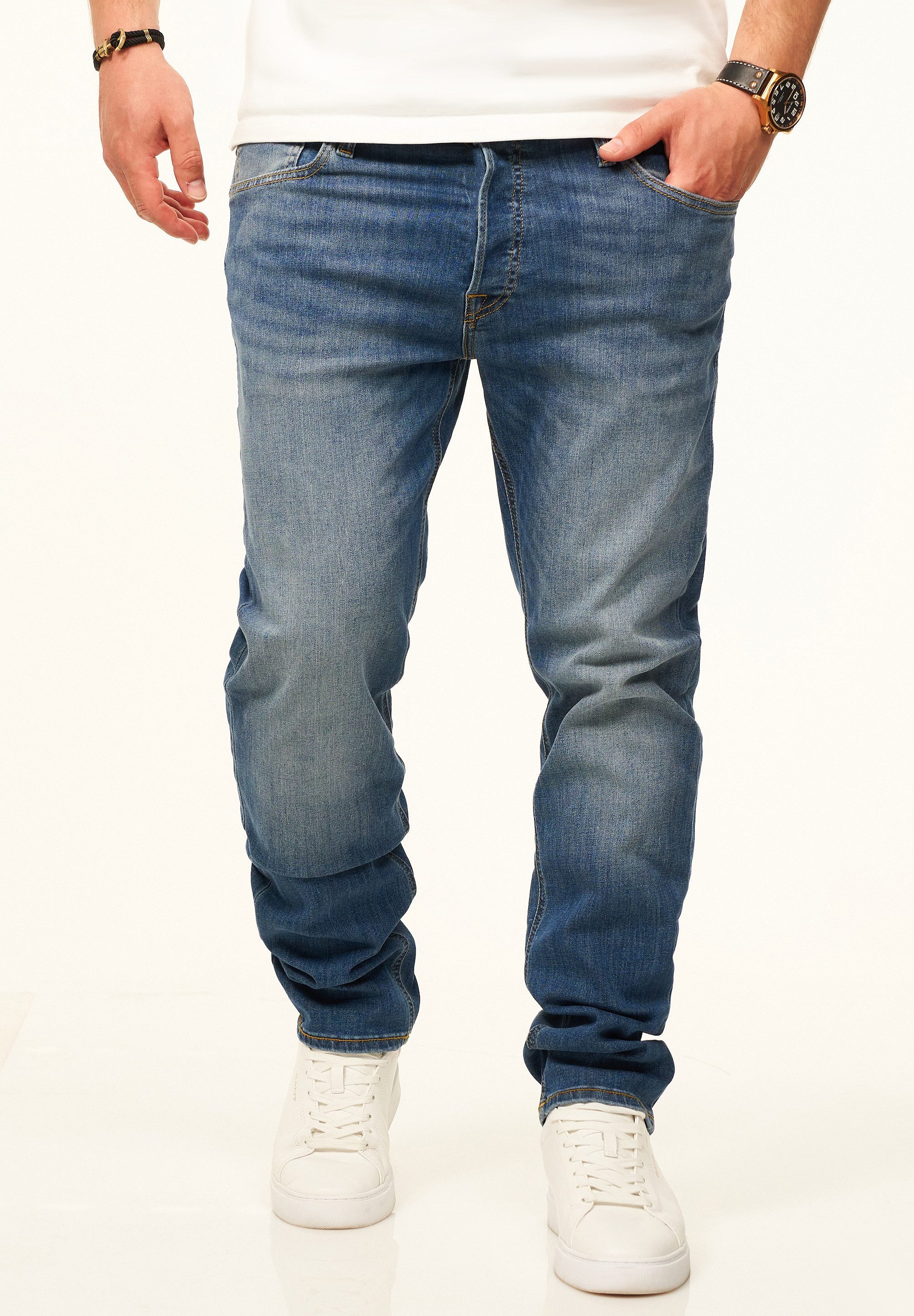 Jack & Jones Tapered-fit-Jeans MIKE ARIS Original Denim Hose mit Stretch Herren Jeans mit Comfort Fit Passform