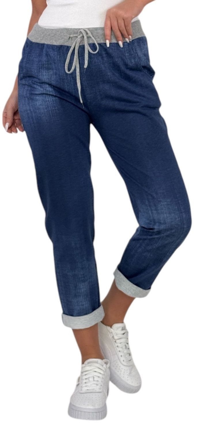 Jogginghose Damen Hose Blumen Jogginghose Baumwolle gemustert Gr. S/M 287
