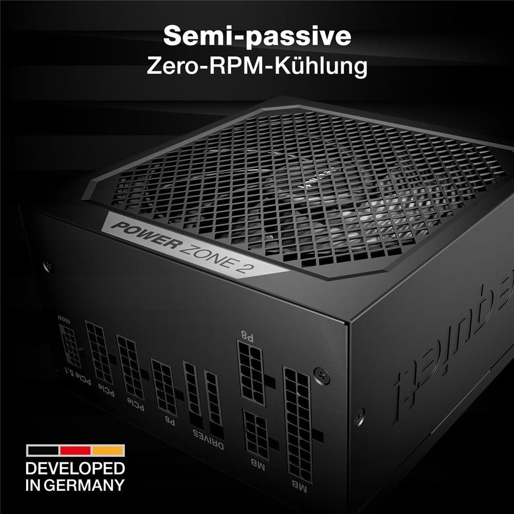 be quiet! Power Zone 2 1200W PC-Netzteil (80 PLUS Platinum ATX 3.1 PCIe 5.1, 90° abgewinkelter 12V-2x6-Anschluss) – Bild 3 von 5