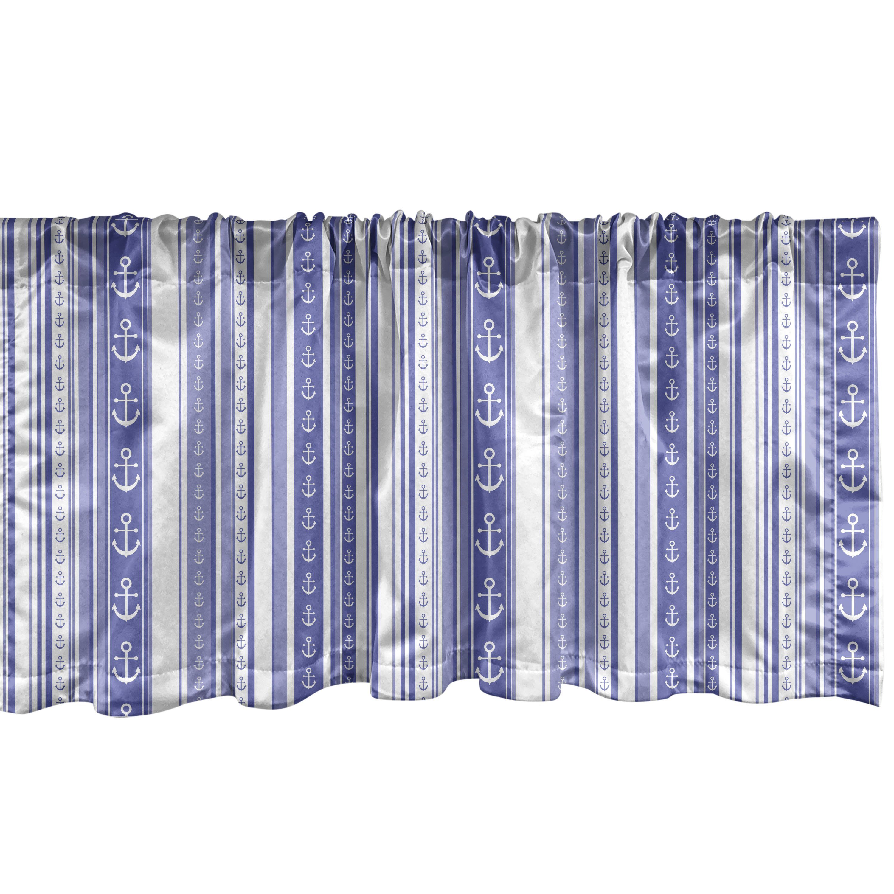 Scheibengardine Vorhang Volant für Küche Schlafzimmer Dekor mit Stangentasche, Abakuhaus, Microfaser, Gestreift Seeanker | Scheibengardinen