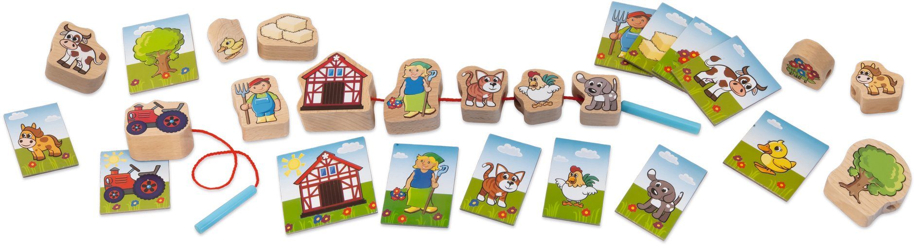Eichhorn Spiel mit Bauernhof-Motiven, Fädelspiel