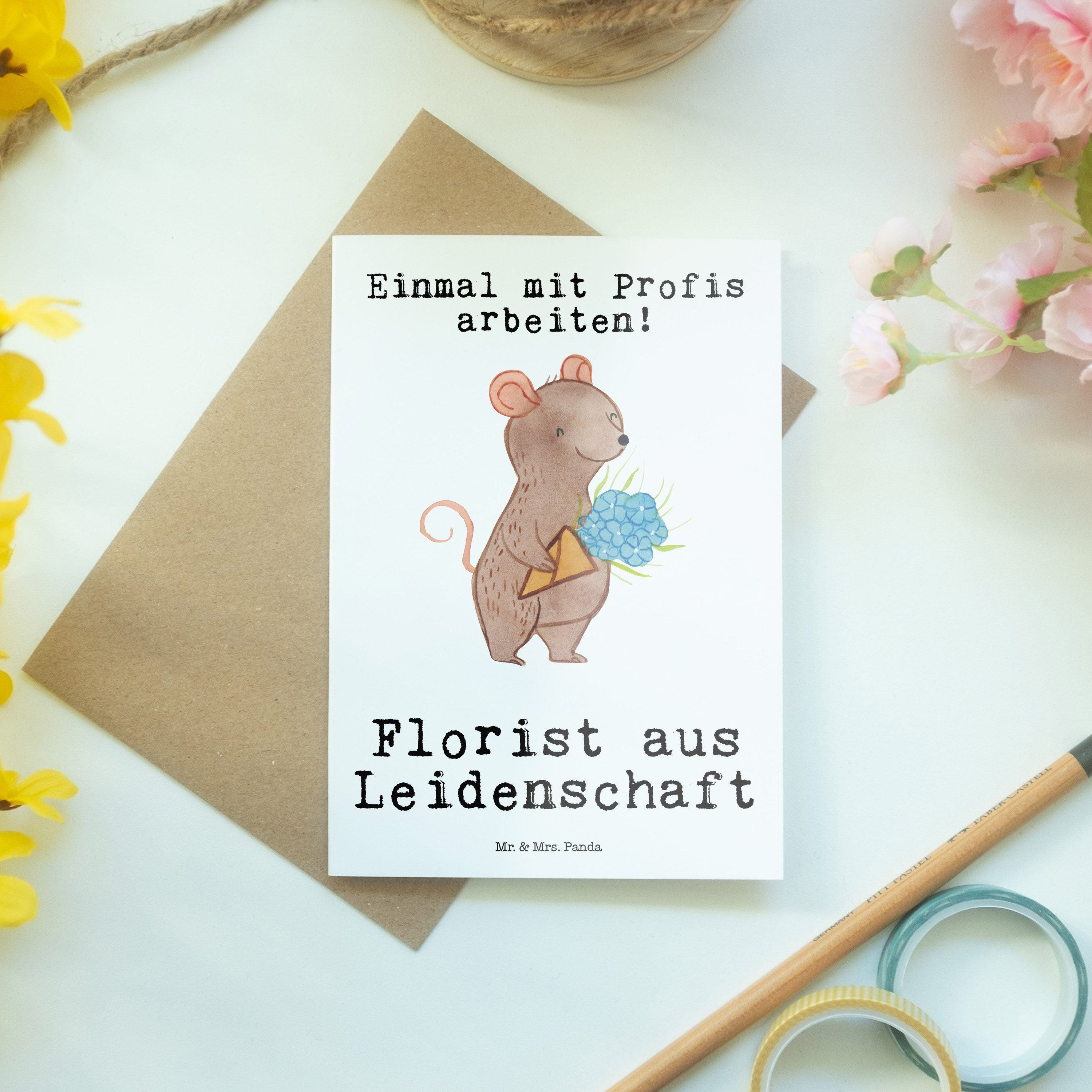 Glückwuns Grußkarte aus Geschenk, Panda Florist Mr. & Mrs. - Weiß Hochzeitskarte, Leidenschaft -