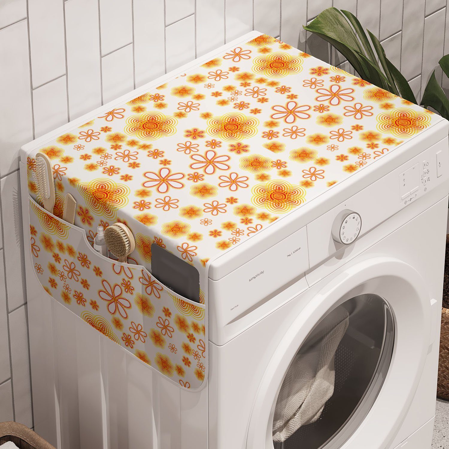 Abakuhaus Badorganizer Sommer-Muster Waschmaschine für Anti-Rutsch-Stoffabdeckung Trockner, Abstrakt und Blumen