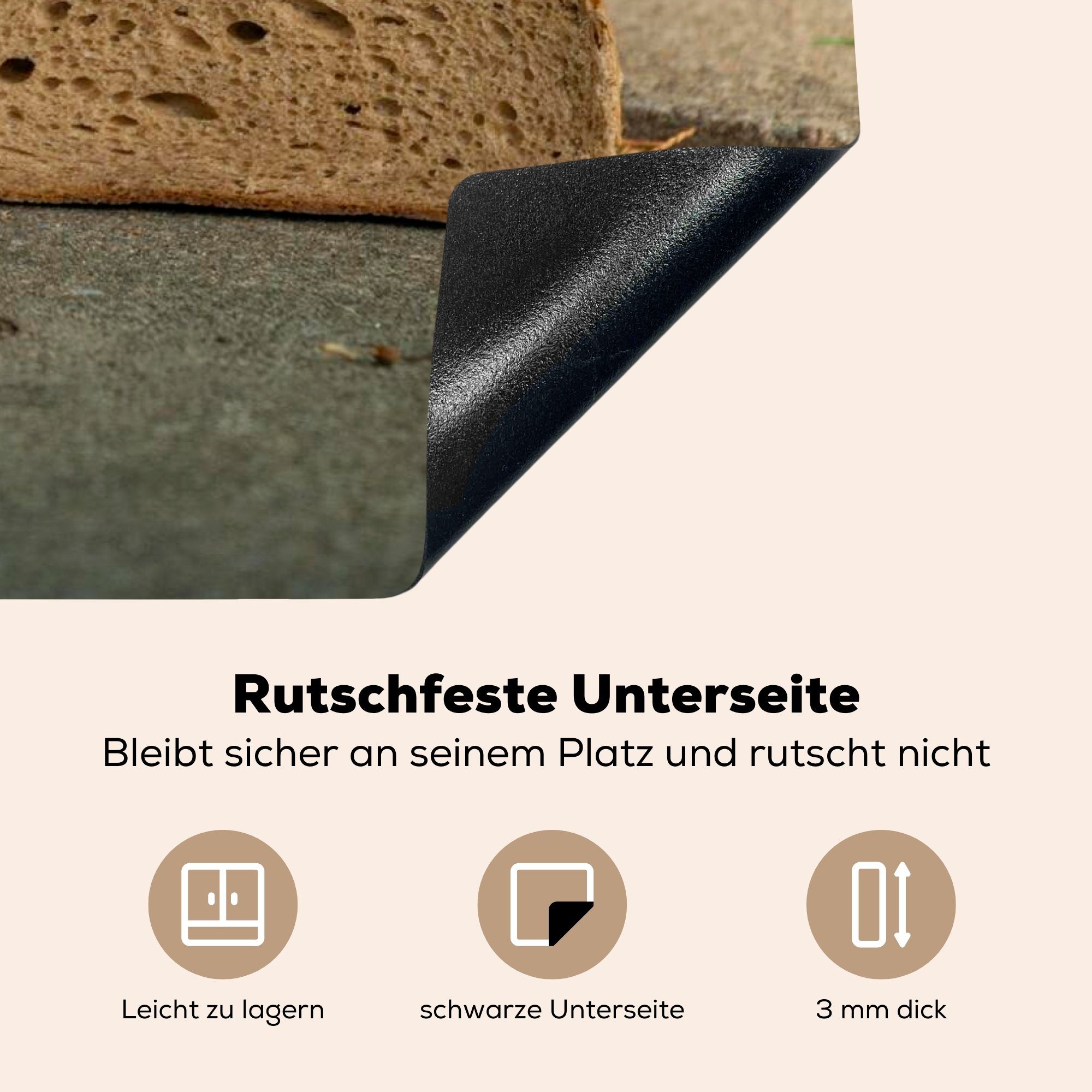 Ratte Schutz Brot, küche, die für cm, 81x52 Ceranfeldabdeckung tlg), Vinyl, MuchoWow an Induktionskochfeld schnuppert Herdblende-/Abdeckplatte (1
