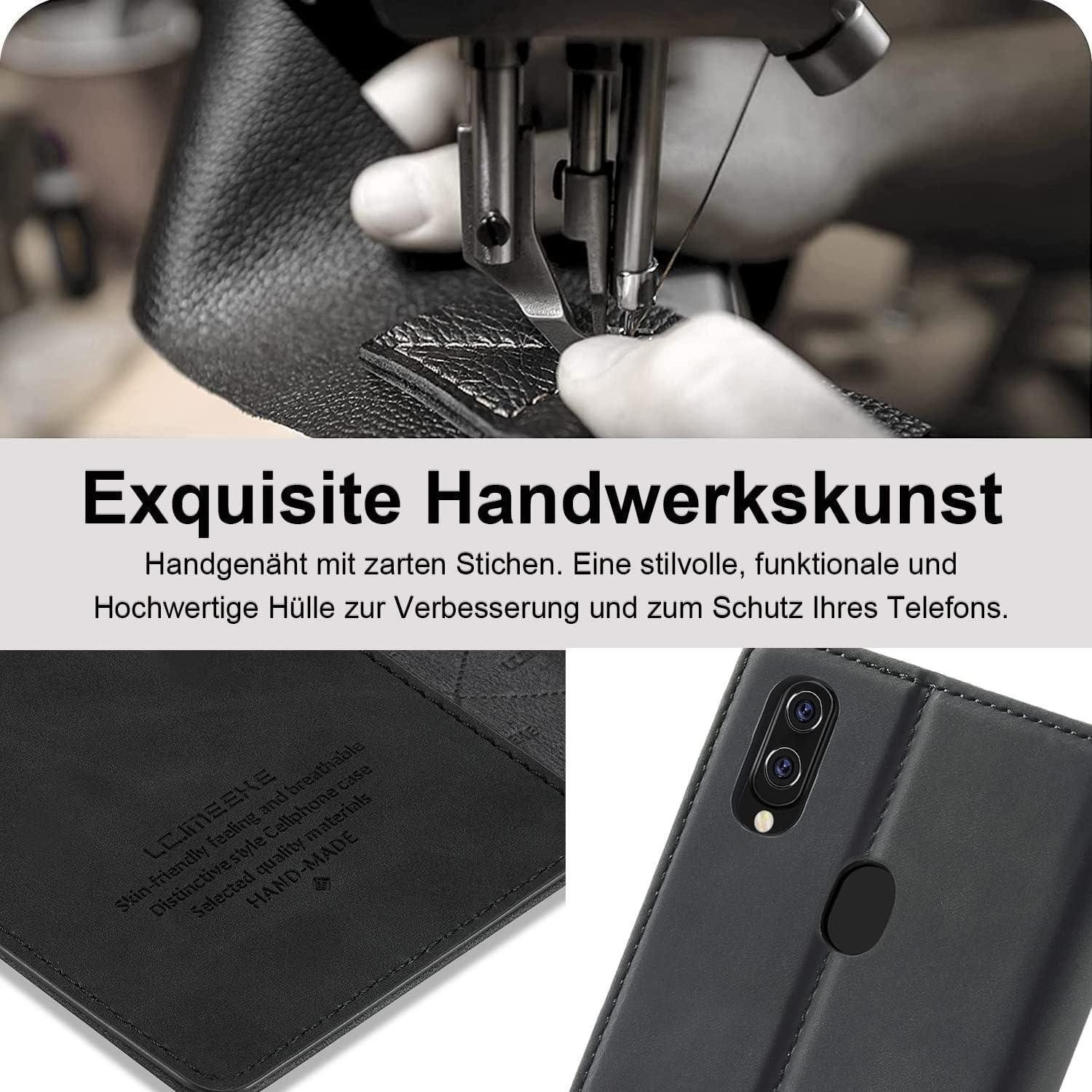 LuxusKollektion Flip Case Handyhülle Samsung Galaxy A20e Leder Wallet Flip Schutzhülle Case