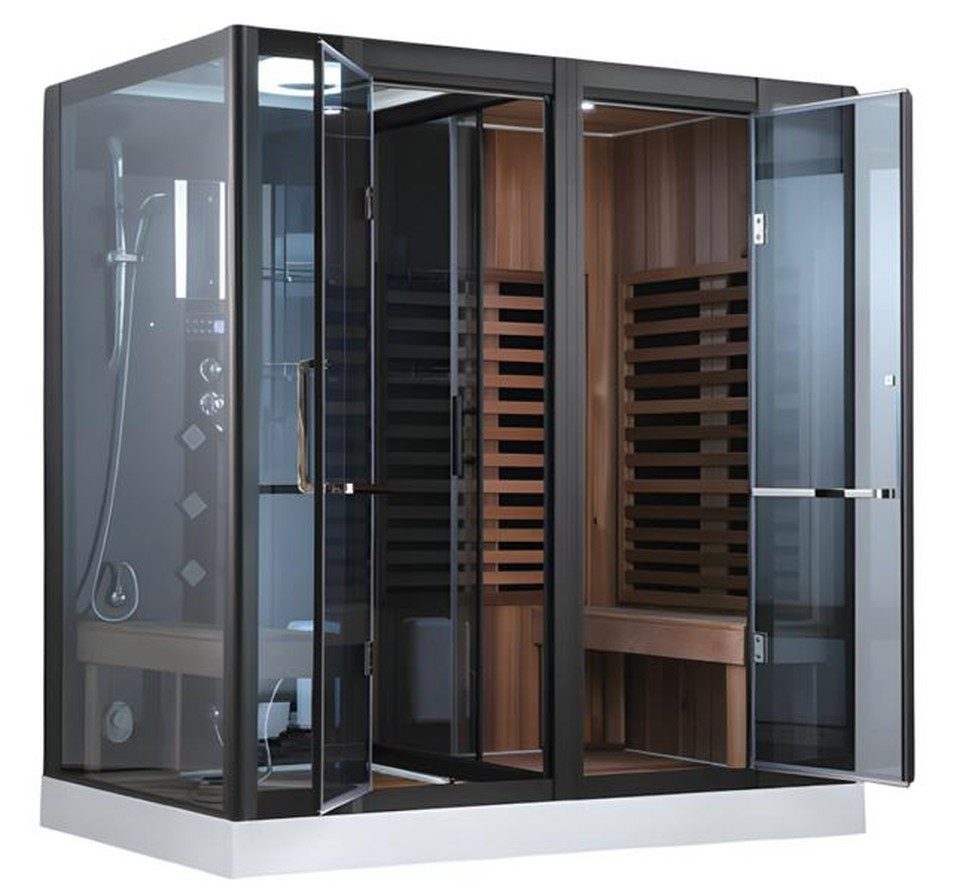 Xlmoebel Dampfdusche Wellness-Sauna Dampfbadkabine aus Massivholz mit Dampf-Funktion, BxT: 130x200 cm, Made in Europa