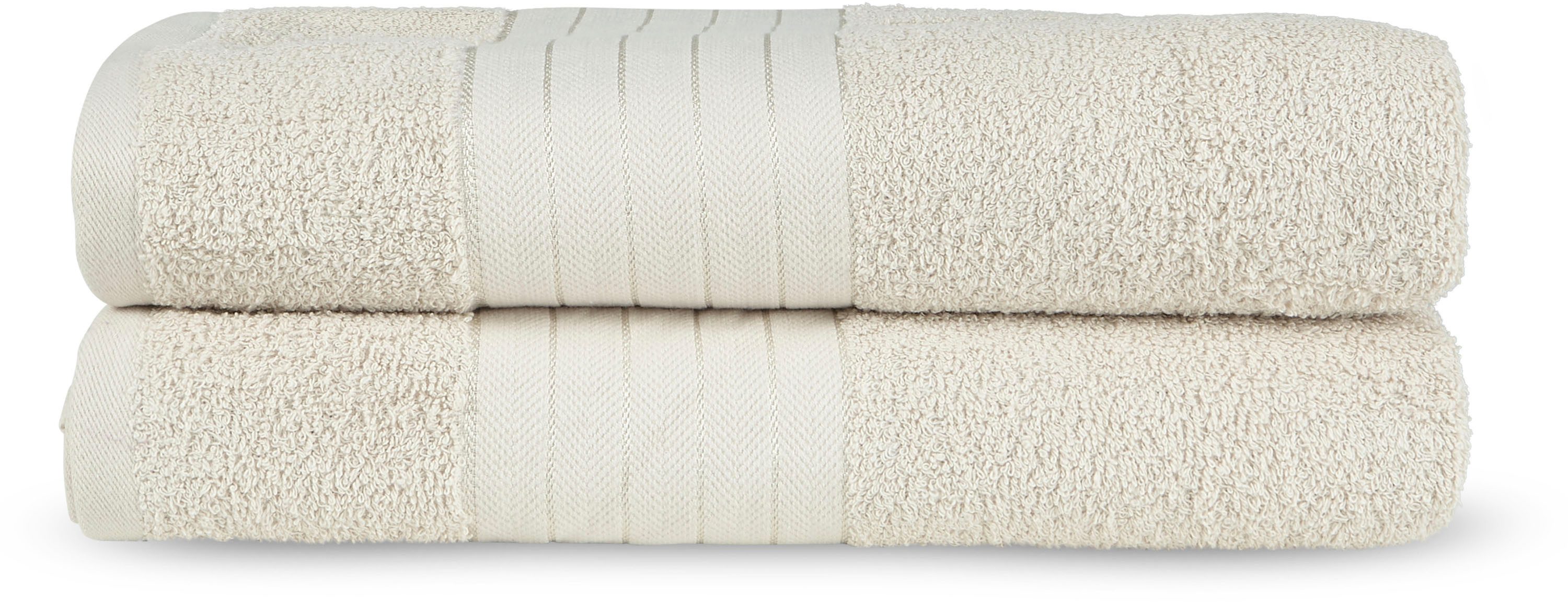 Emotion Badetücher Uni, Frottee (2-St), Baumwolle,Walkfrottee, Bordüre, 500 GSM, Einfarbig, ohne Aufhängung