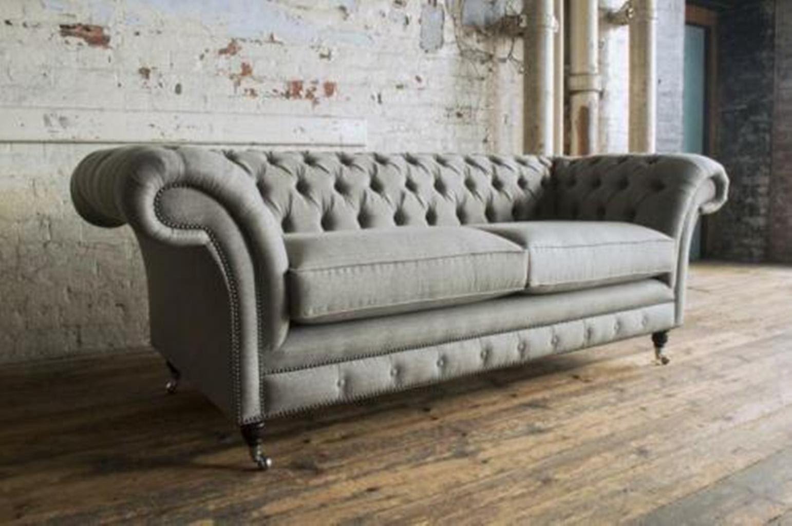 JVmoebel Chesterfield-Sofa, 3 Sitzer Chesterfield Leder Couch Garnitur XXL Sitz Sofa Polster