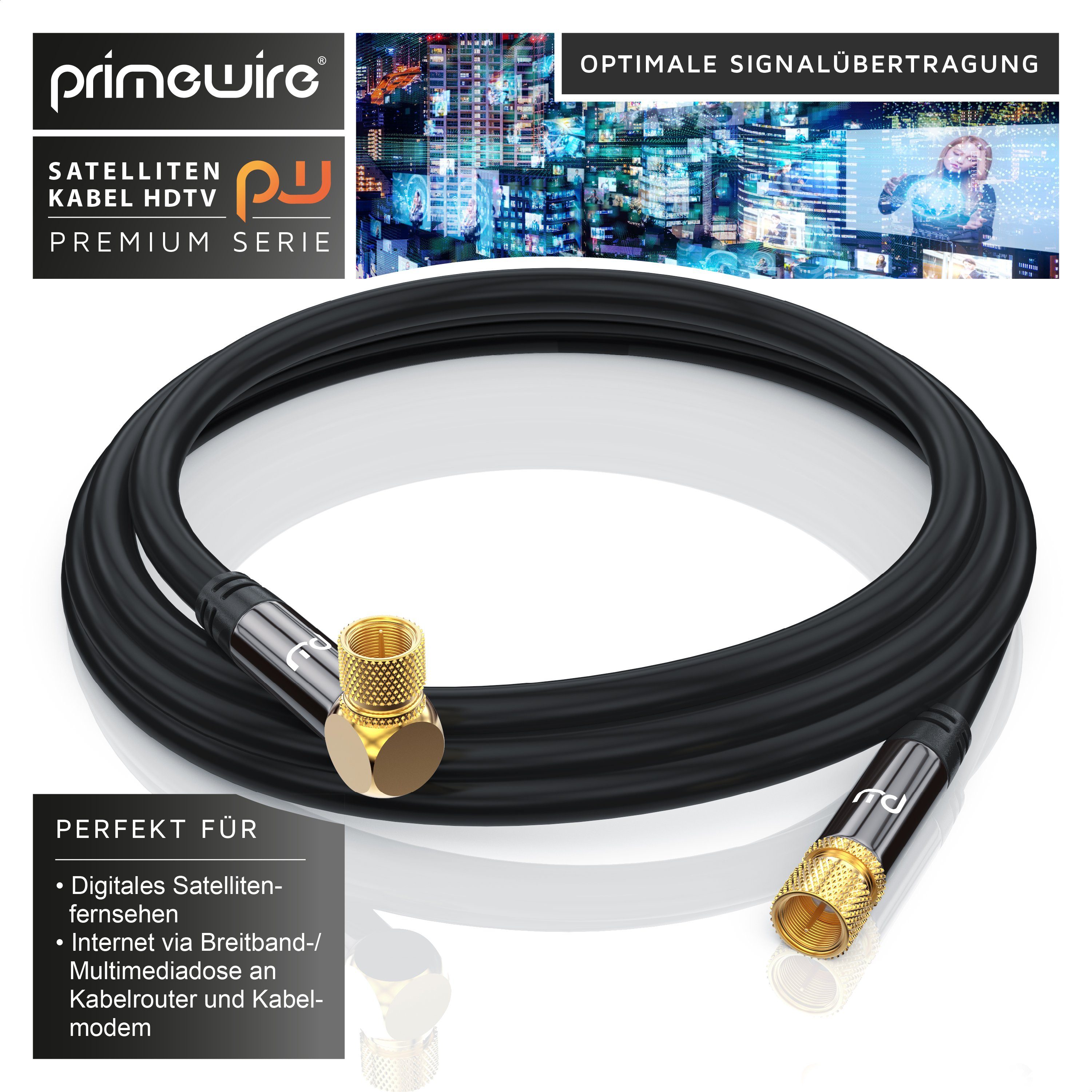 Primewire HDTV SAT Koax Kabel 90° gewinkelt, 4fach Schirmung, 135dB, 75Ohm - 5m SAT-Kabel, Koax, F-Verbinder (500 cm), Antennenkabel für Sat-Schüssel, Receiver, – Bild 5 von 5
