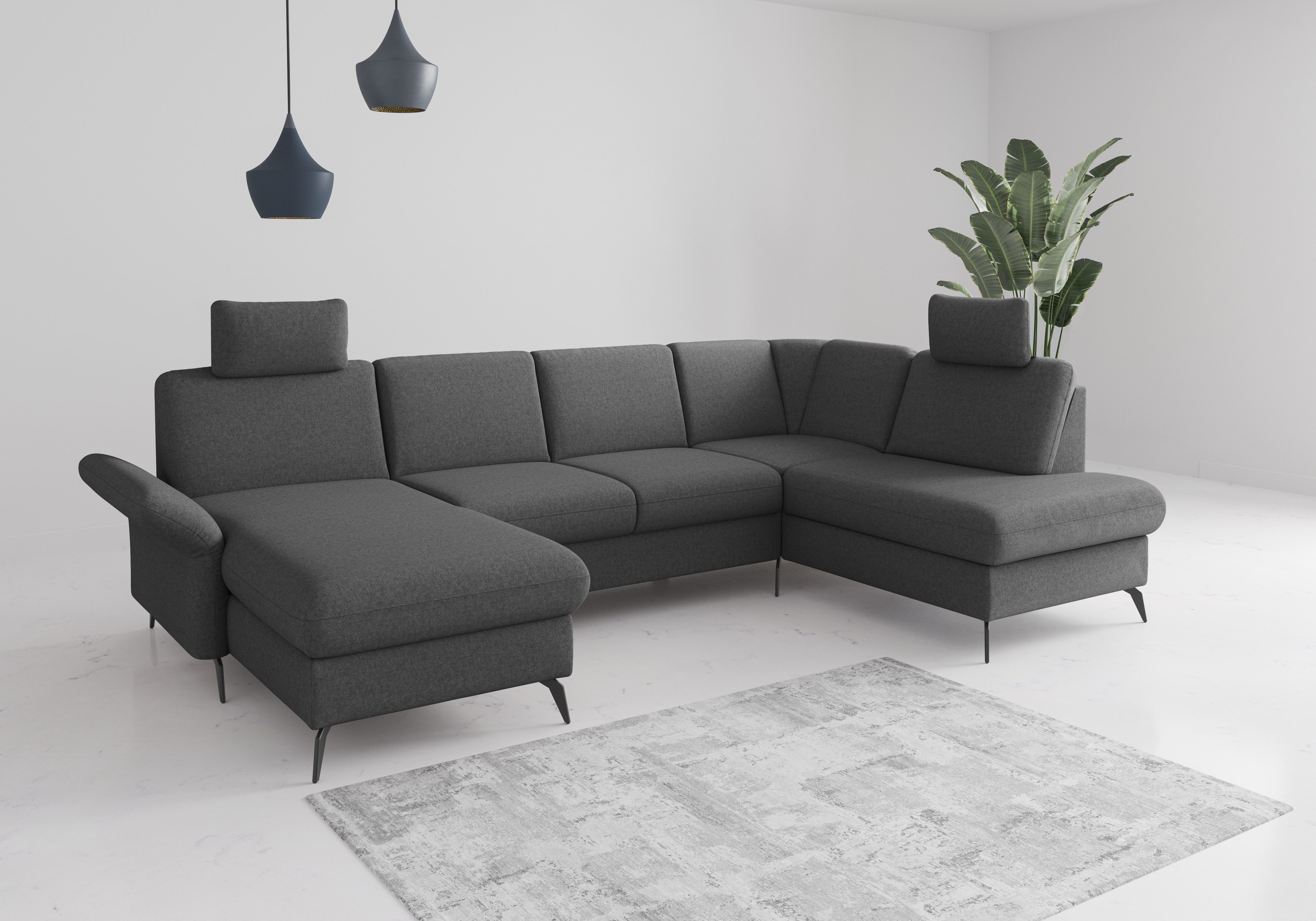 Home affaire Wohnlandschaft Rochelle, wahlweise mit Bettfunktion, Bettkasten und Armteilverstellung