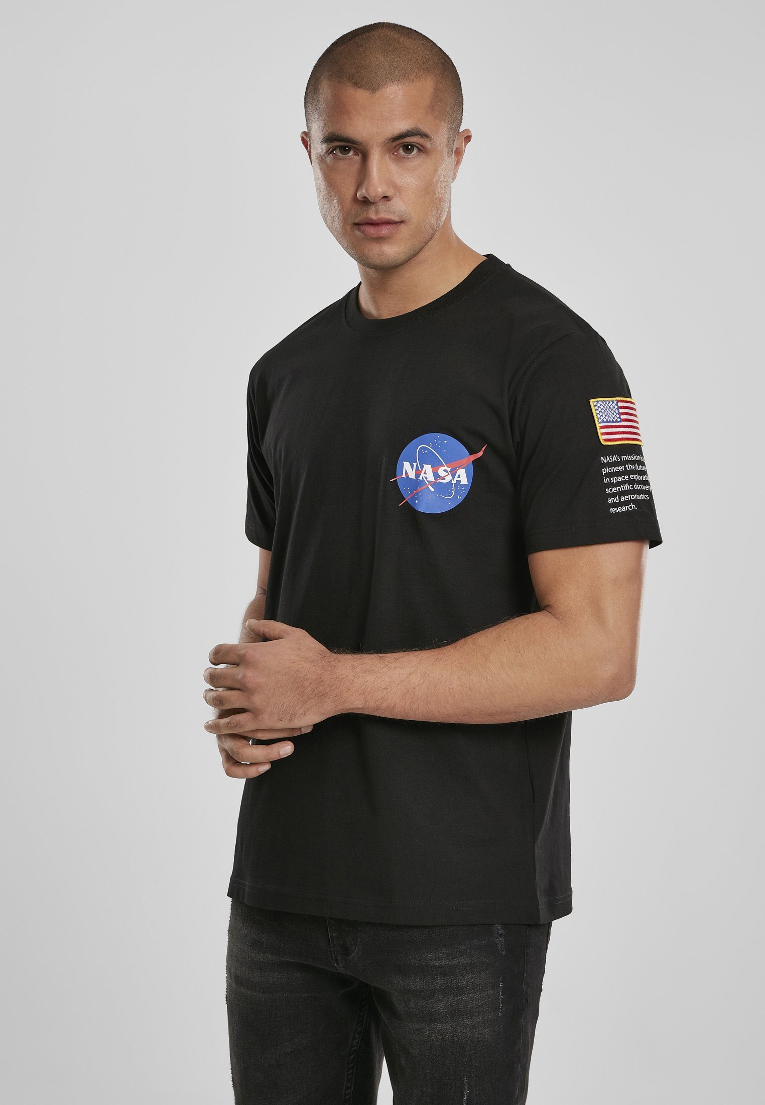 MisterTee T-Shirt Herren NASA Insignia Logo Flag Tee (1-tlg) MT1165 black NASA Insignia Flag
