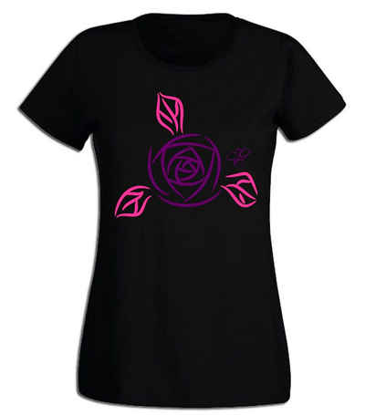 G-graphics T-Shirt Damen T-Shirt - Blume Pink-Purple-Collection, mit trendigem Frontprint, Slim-fit, Aufdruck auf der Vorderseite, Print/Motiv, für jung & alt