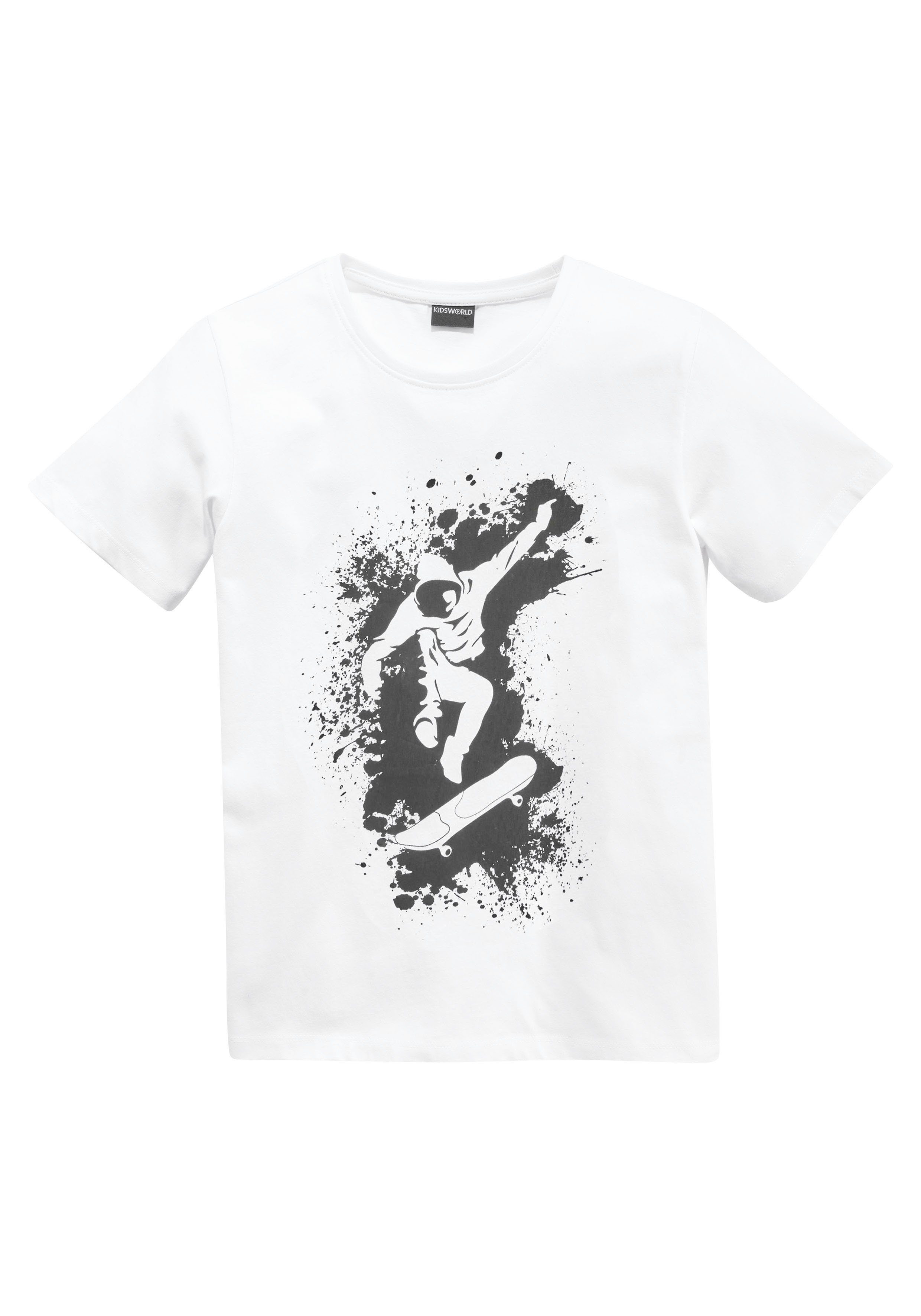 KIDSWORLD T-Shirt Mit coolem SKATER-Print Kurzarm, Basic-Passform, bedruckt, Rundhalsausschnitt. Reduzierter Preis € 10,99. Unverbindliche Preisempfehlung € 12,99, (€ 10,99 pro 1 Stk)