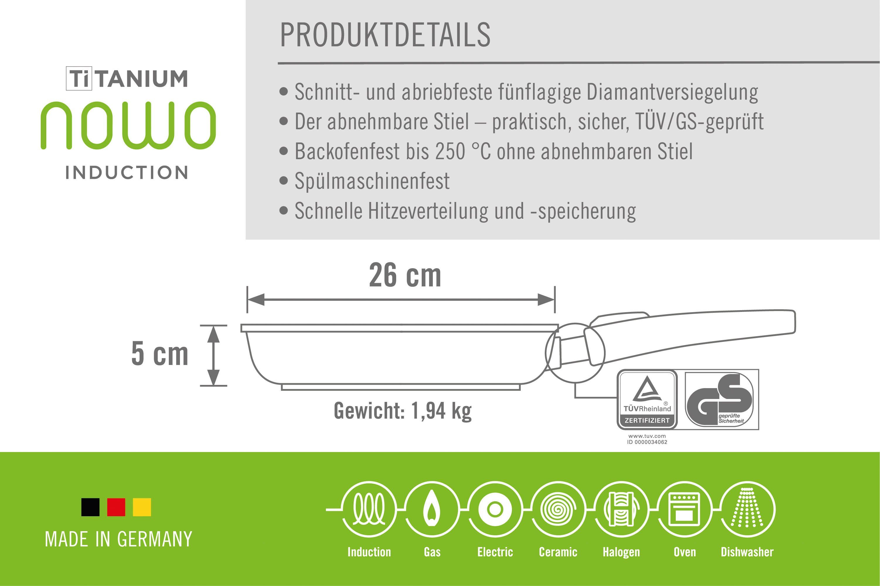 WOLL Bratpfanne MADE IN GERMANY - Nowo Titanium, Aluminiumguss (1-tlg), Induktion – Bild 4 von 5