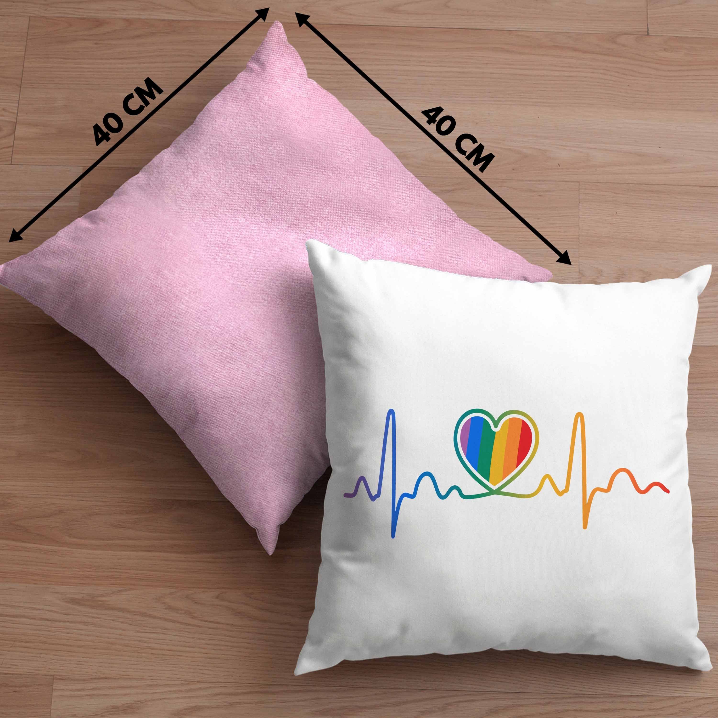 Schwule Geschenk Transgender Herzschlag Trendation Lustige Kissen Dekokissen Dekokissen LGBT mit - Füllung Regenbogen Rosa 40x40 für Lesben Regenbogen Grafik Trendation