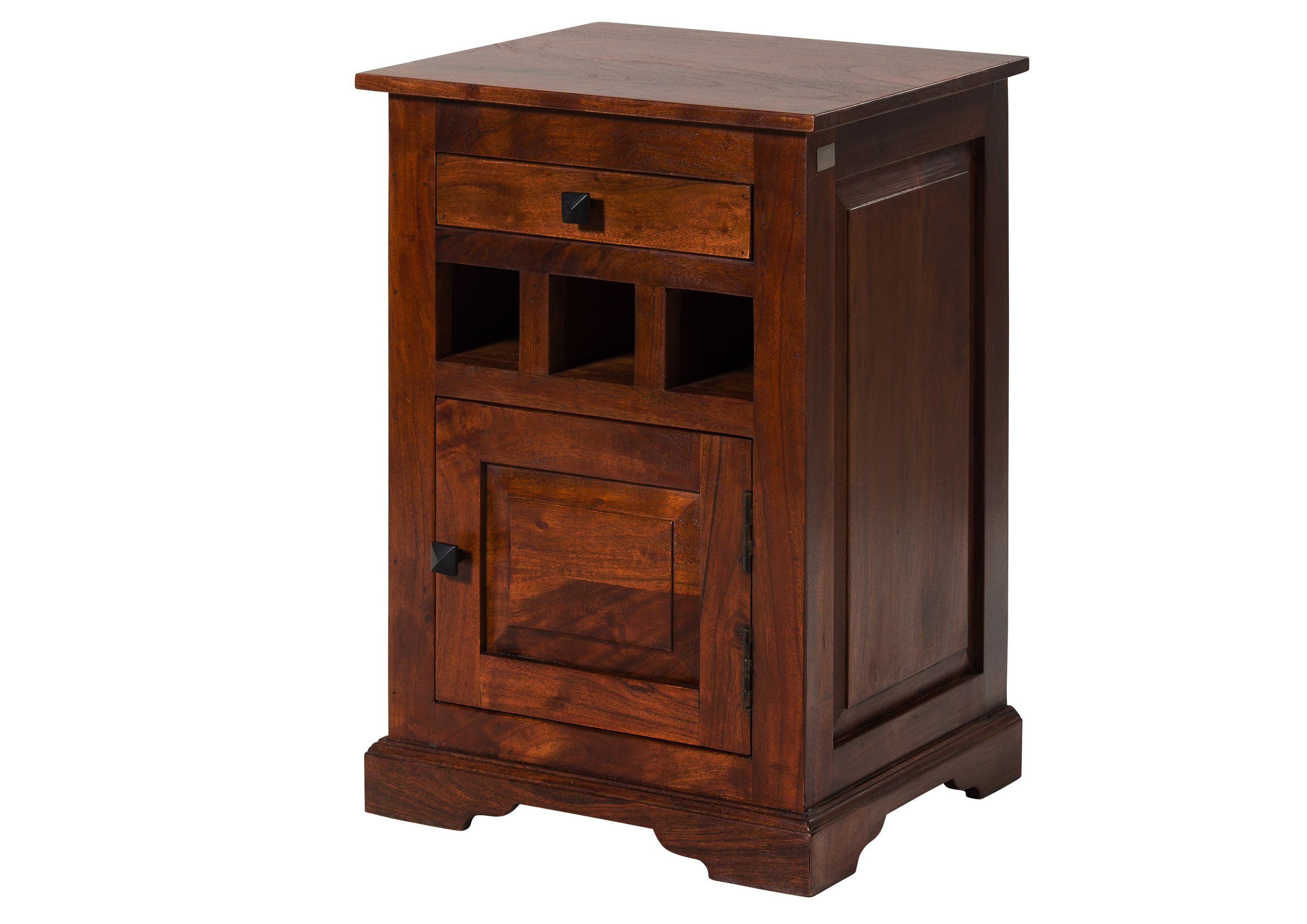 Massivmoebel24 Nachttisch OXFORDAkazieMassivholzdunkelbraun (Massivholz montiert 20 kg OXFORD #269), Akazie 46x40x65 cm (BxTxH) dunkelbraun lackiert