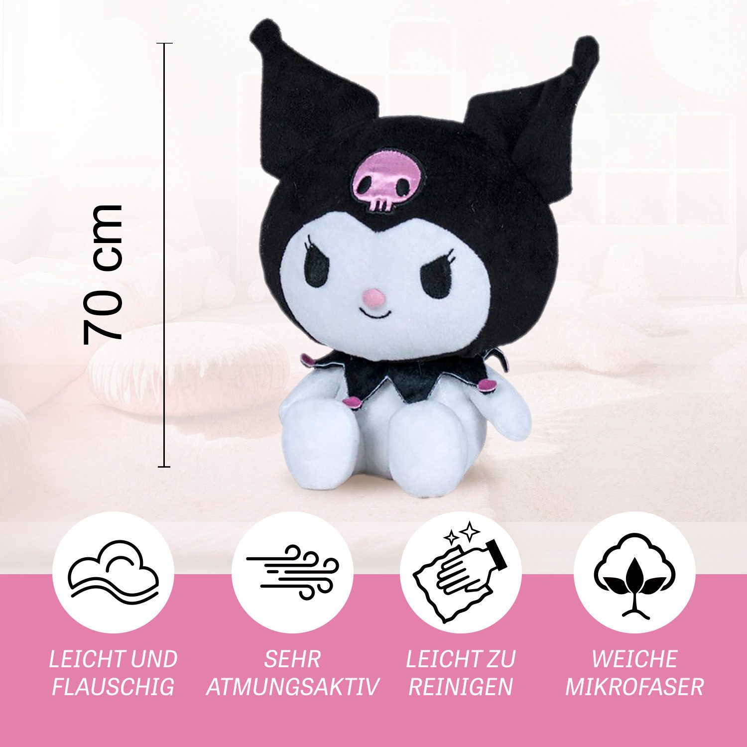 Play by Play Plüschfigur Hello Kitty Kuromi 70 cm Plüschtier Kuscheltier Plüsch Figur