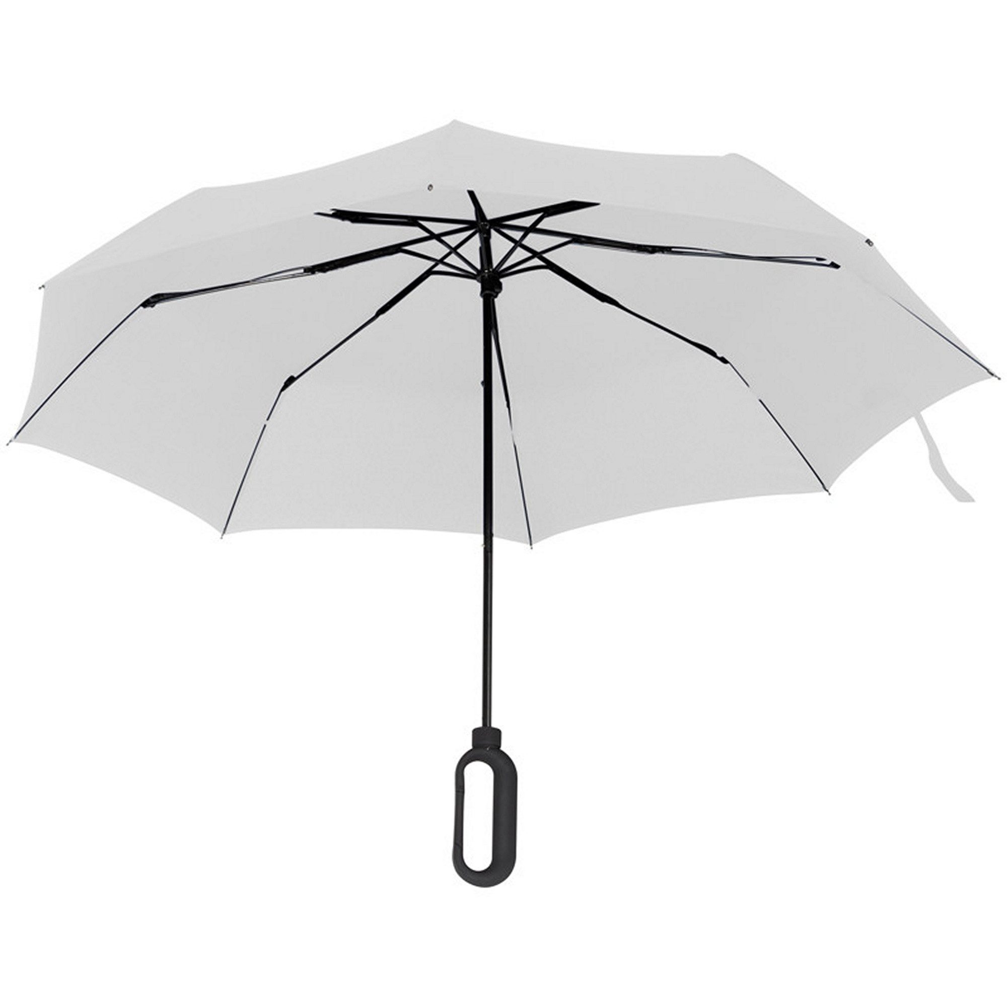 Macma Taschenregenschirm Taschenschirm aus Pongee mit Karabinergriff / Farbe: weiß