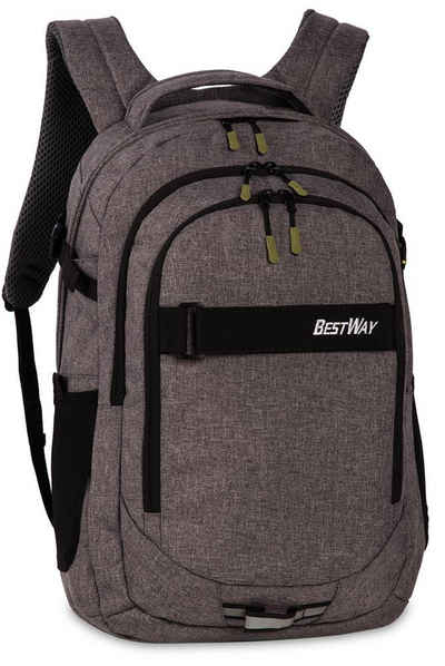 BESTWAY Schulrucksack Bestway Schulrucksack grau Stoffoptik