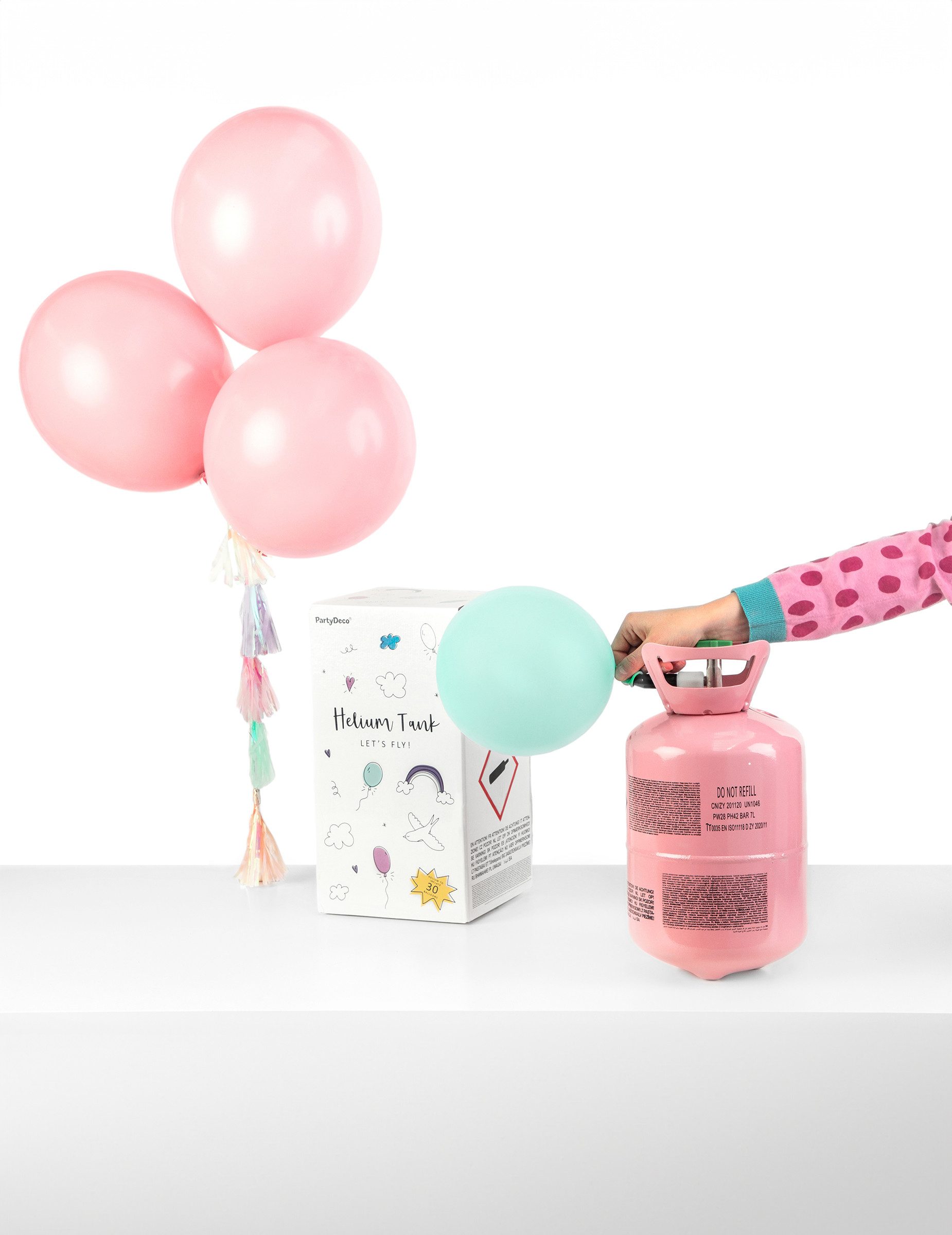 JADEO Kostüm Helium-Flasche für ca. 30 Luftballons