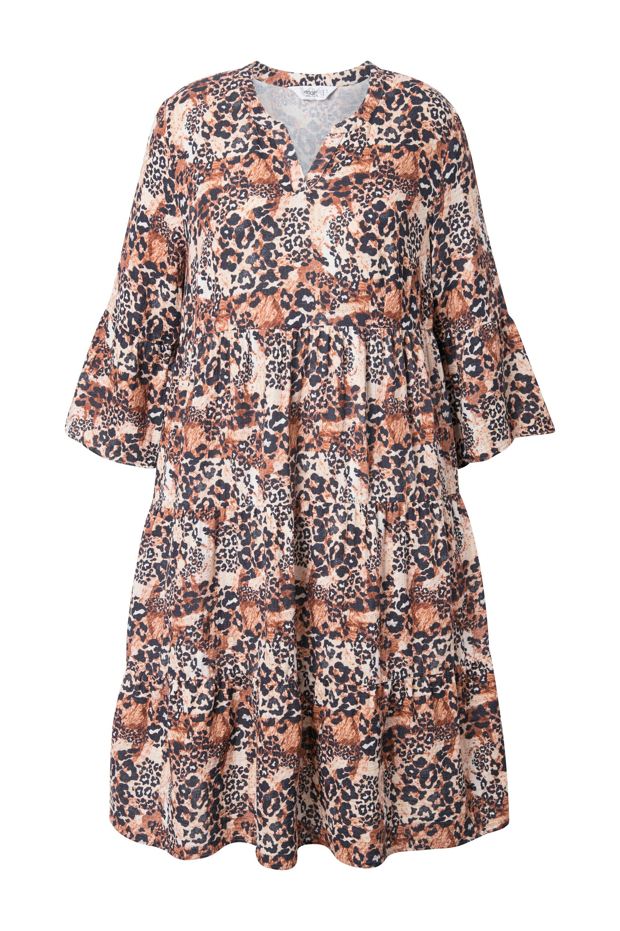 Angel of Style Jerseykleid Kleid A-Linie Musselin Leo-Muster Volants günstig online kaufen