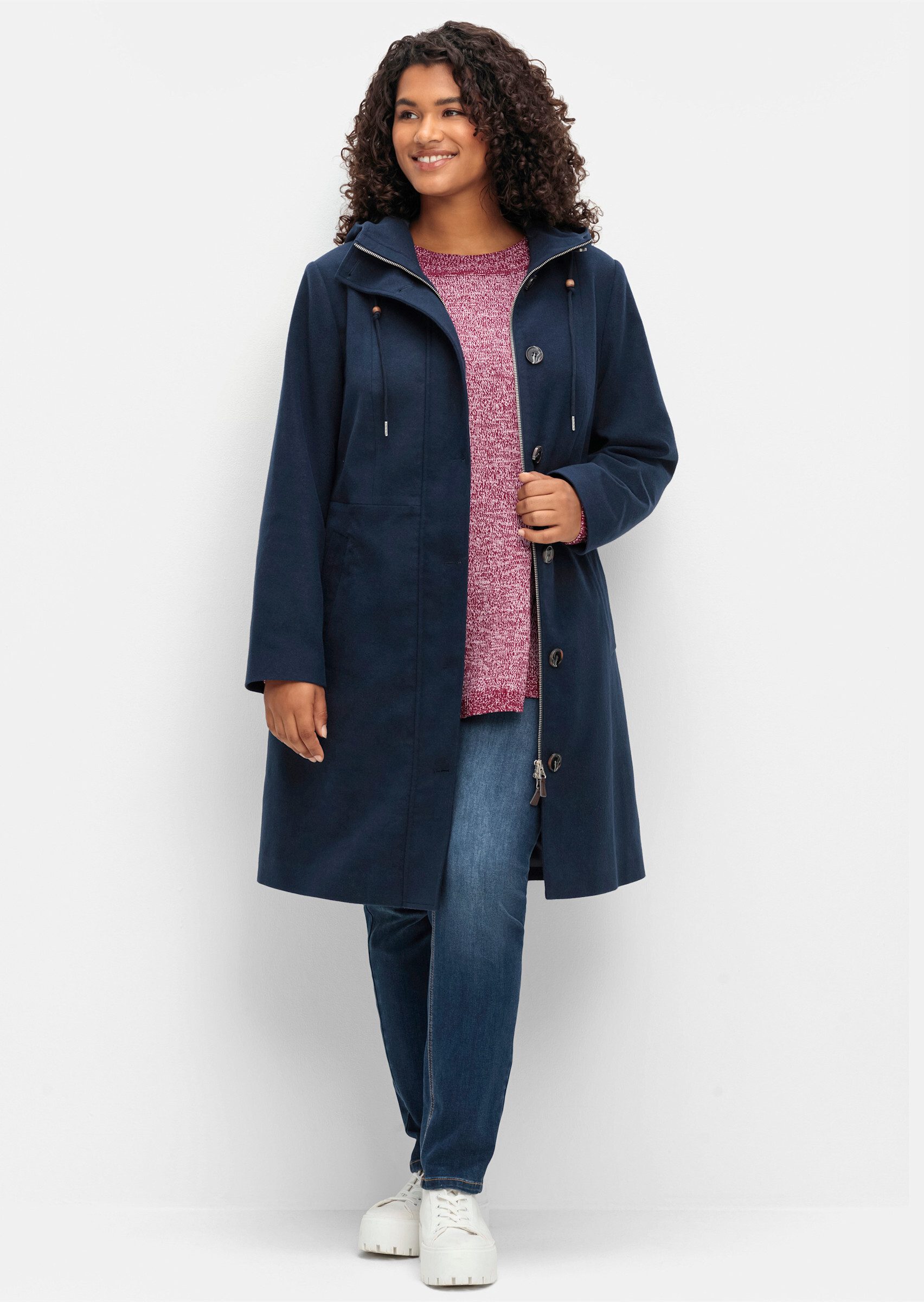 Sheego Langmantel Wintermantel . in leichter A-Linie, mit hoher Taille günstig online kaufen