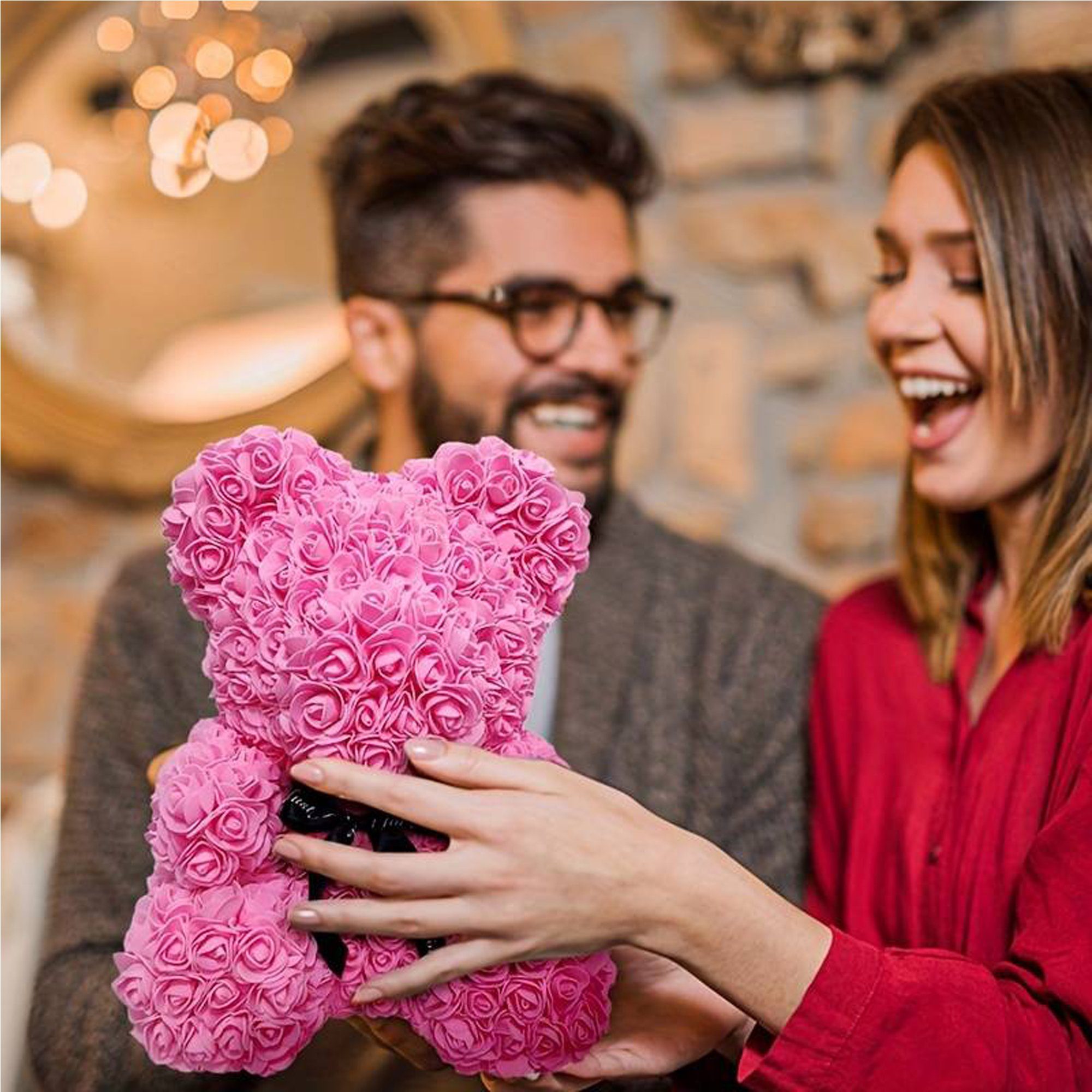Kunstblumenstrauß Rosenbär Teddybär Rosen Valentinstagsgeschenk, Deggelbam günstig online kaufen
