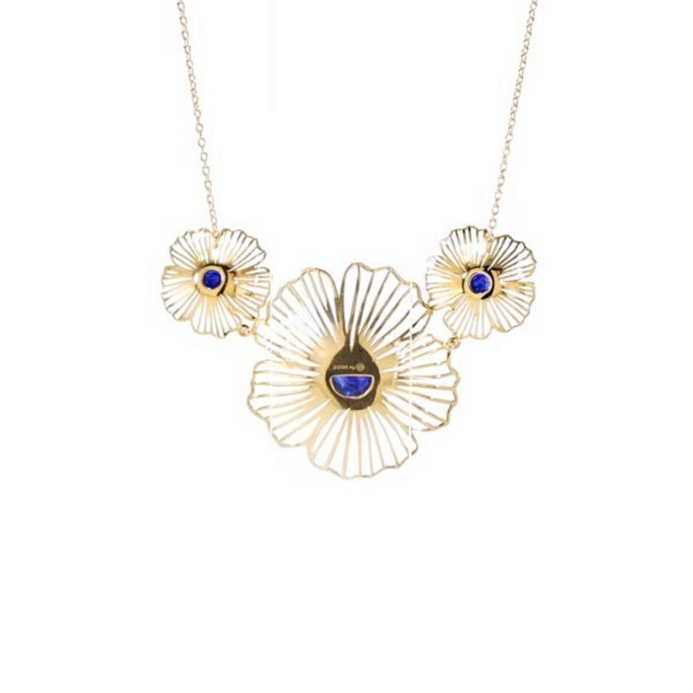Cavill Silberkette Cavill Silbercollier 2,12 ct Madagaskar Saphir, vergoldet, floral (1-tlg)
