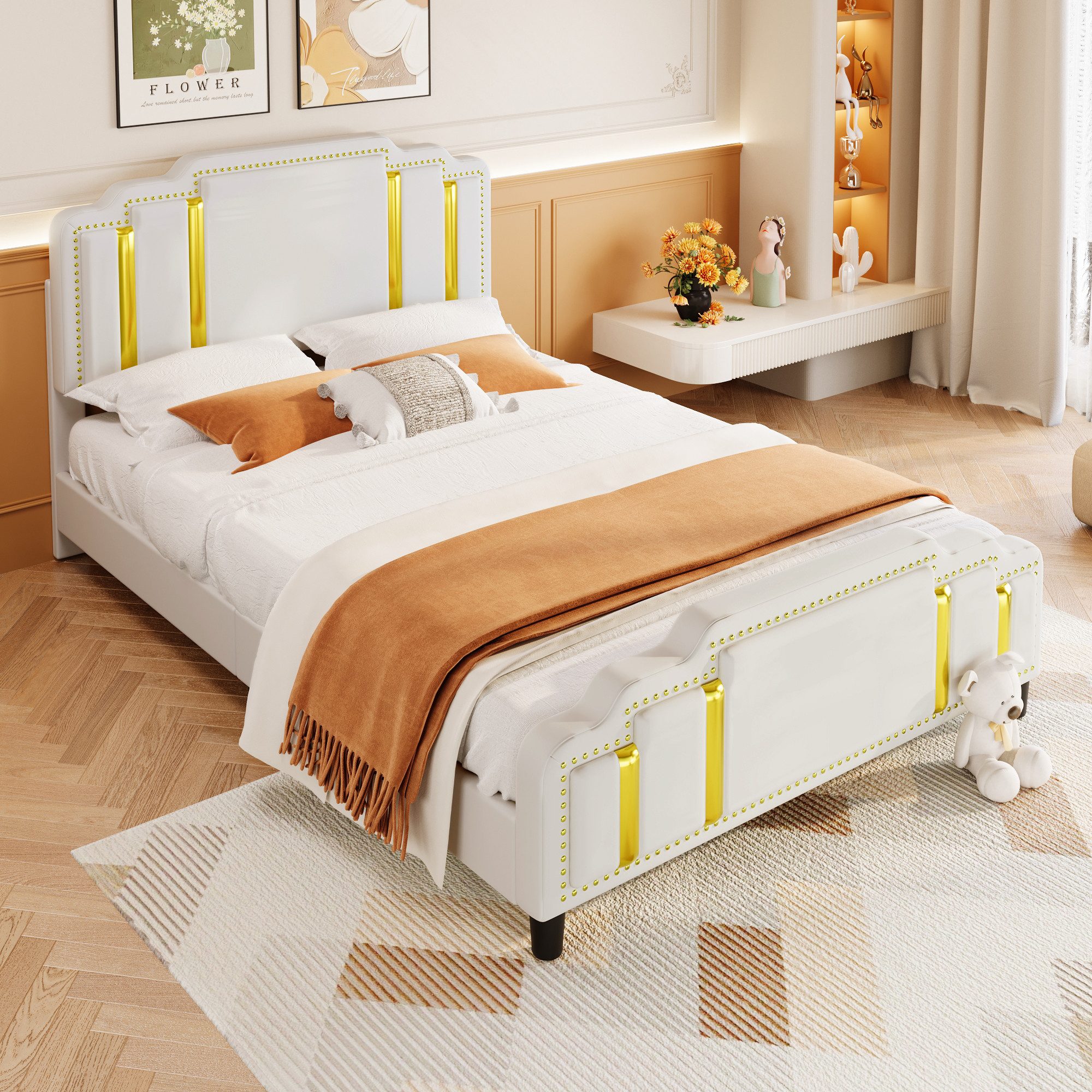 FLIEKS Polsterbett Doppelbett 140x200cm - Einrichtungsbeispiel
