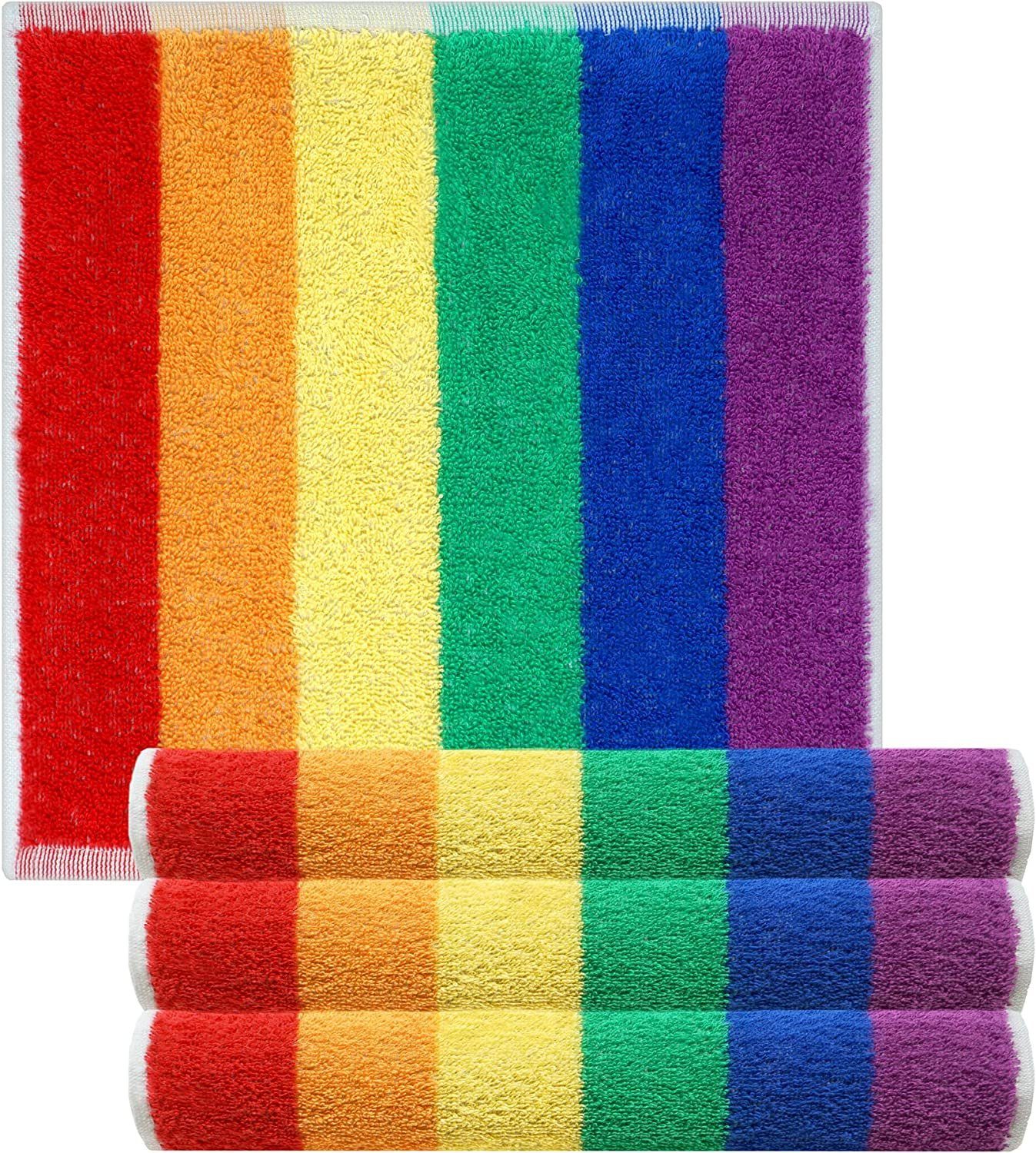 Waschlappen gestreifte bunt Regenbogen (Set, cm 30x30 4-tlg), Lashuma Seiftuch