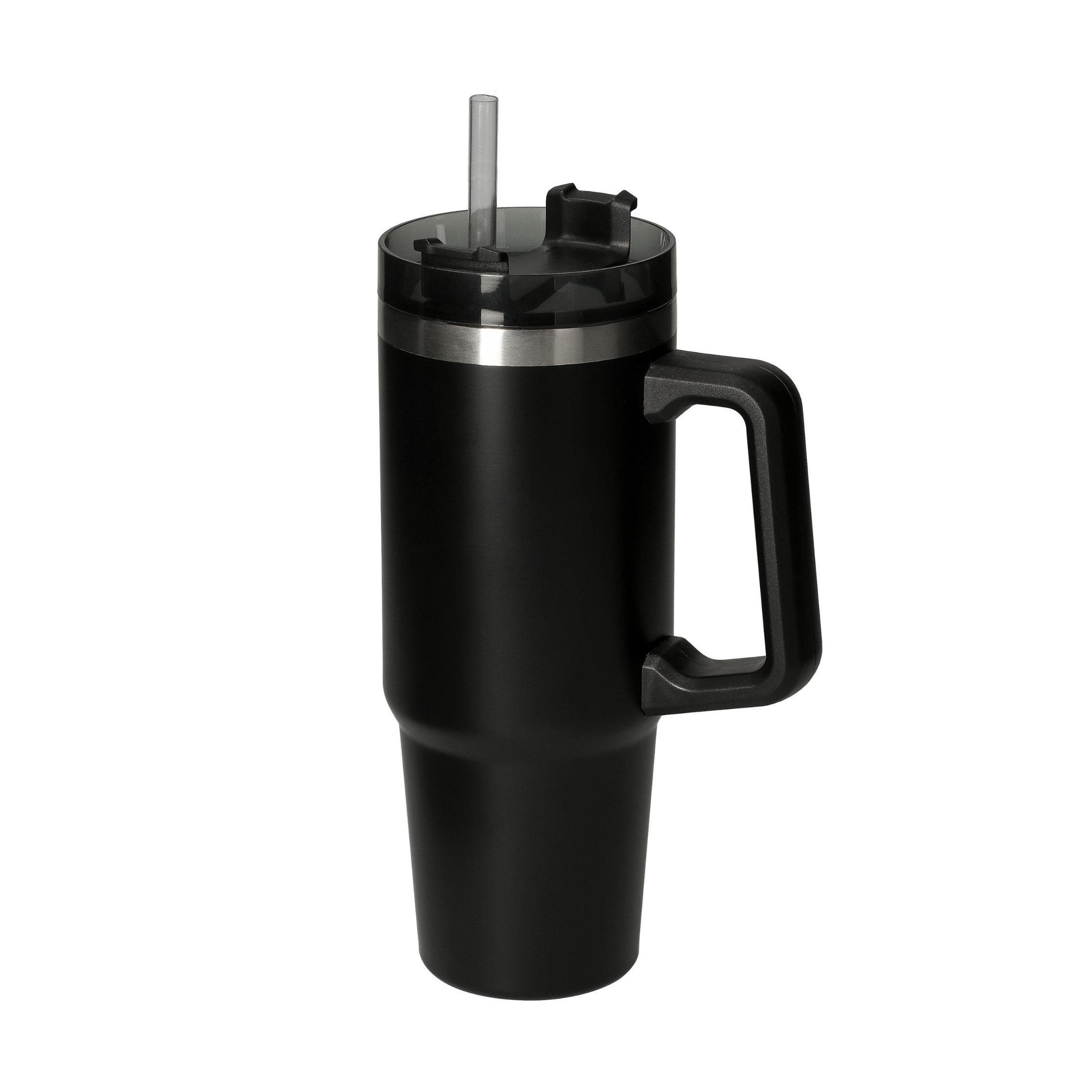 elasto Thermoflasche Trinkbecher mit Strohhalm "Tampa", 800 ml, schwarz