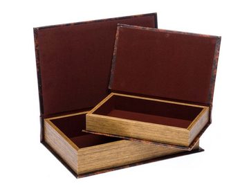 Aubaho Buchtresor 2x Schatulle Windmühle Holz Buchattrappe Box Kästchen Etui Buch antik