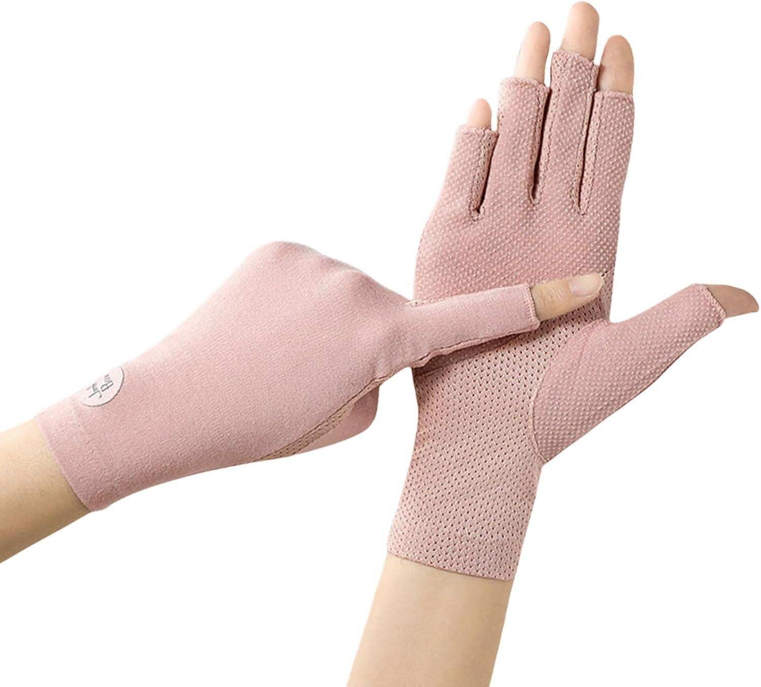 nsihing Fahrradhandschuhe Sommerhandschuhe für Damen, UV-Schutz, Halbfinger
