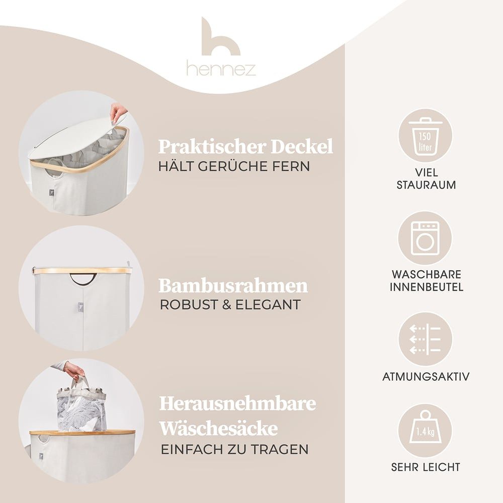 HENNEZ Wäschekorb Wäschebox 150L - Wäschekorb günstig online kaufen