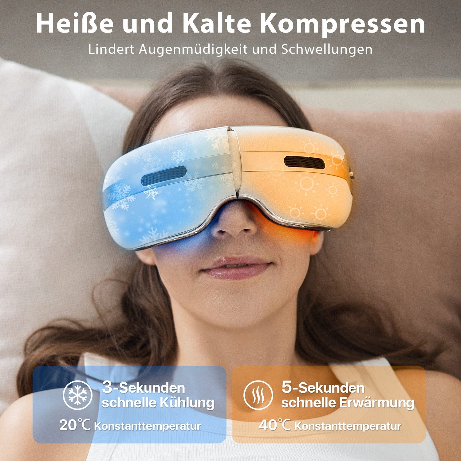 NAIPO Massagegerät Augenmassagegerät, mit dualer Heiß- und Kältetherapie,Vibration,Luftkompressionsmassage