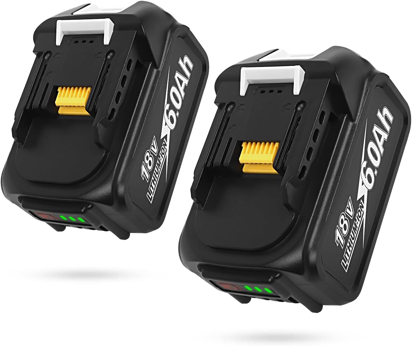 Athlix Ersatz Akku 6,0 Ah für Makita 18-V-Akku, 2er Set, BL1860, BL1850-Serie Akkupacks (18 V), 2 Stück, 6000 mAh, 20 % längere Laufzeit