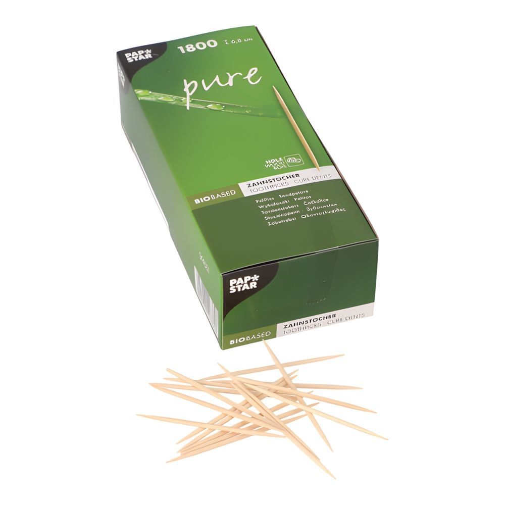 PAPSTAR Zahnstocherspender Zahnstocher, Holz pure rund 6,8 cm 1800 Stk